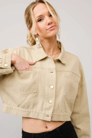 36341J - Long Live Cowgirls Patch Twill Denim Jacket iun Taupe