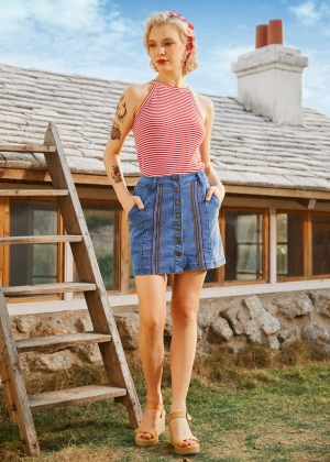 A Spring Fling Button Down A-Line Skirt