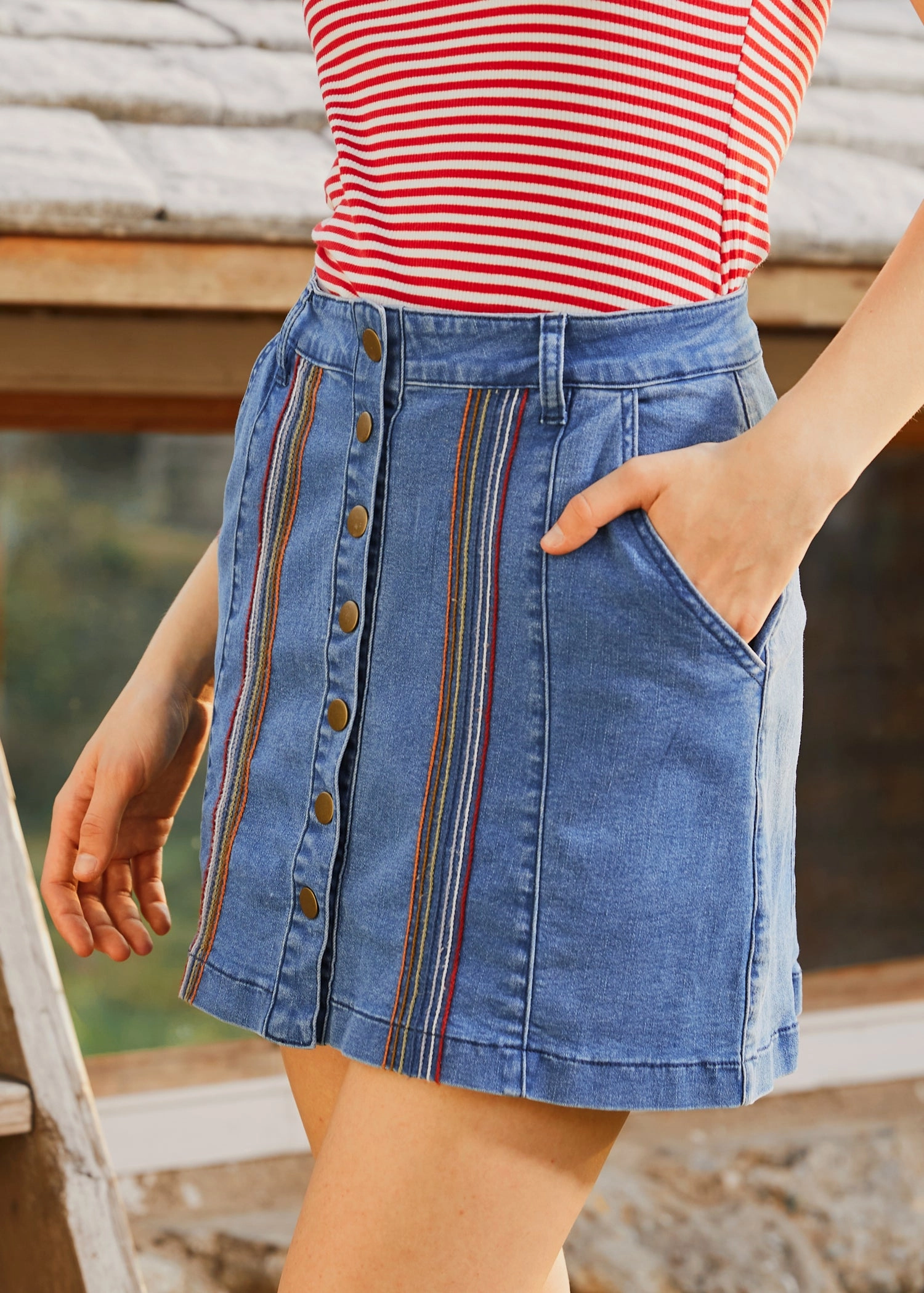 A Spring Fling Button Down A-Line Skirt