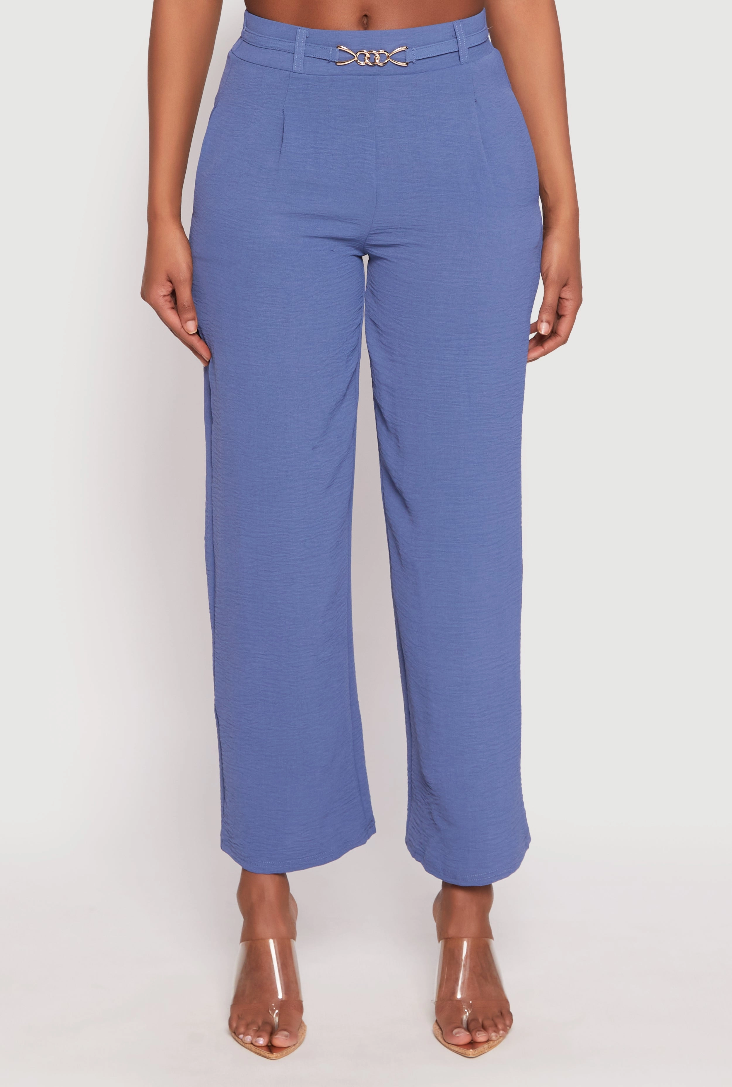 Airy Chain Detail Belted Front Pants