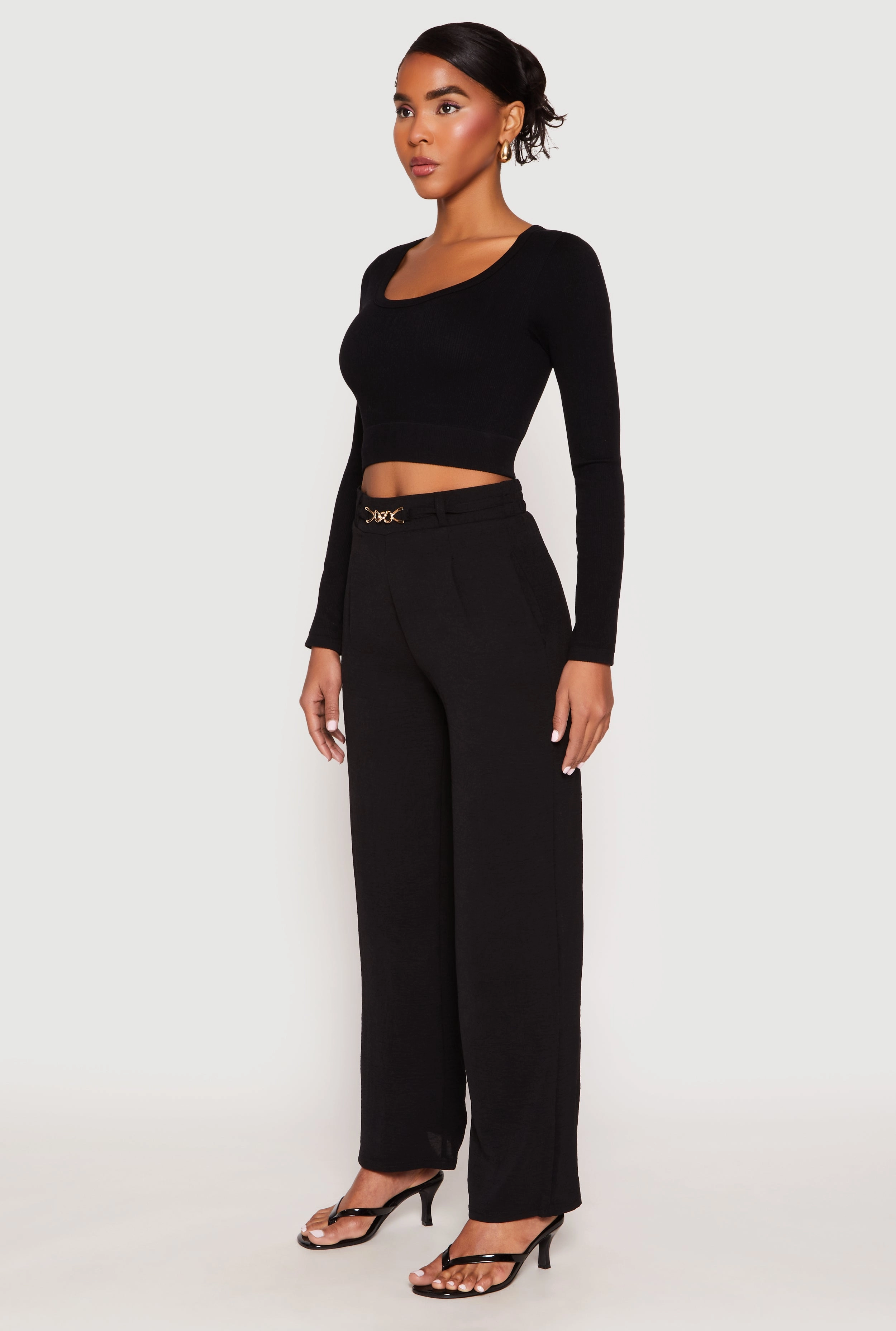 Airy Chain Detail Belted Front Pants