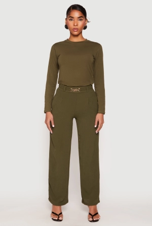 Airy Chain Detail Belted Front Pants