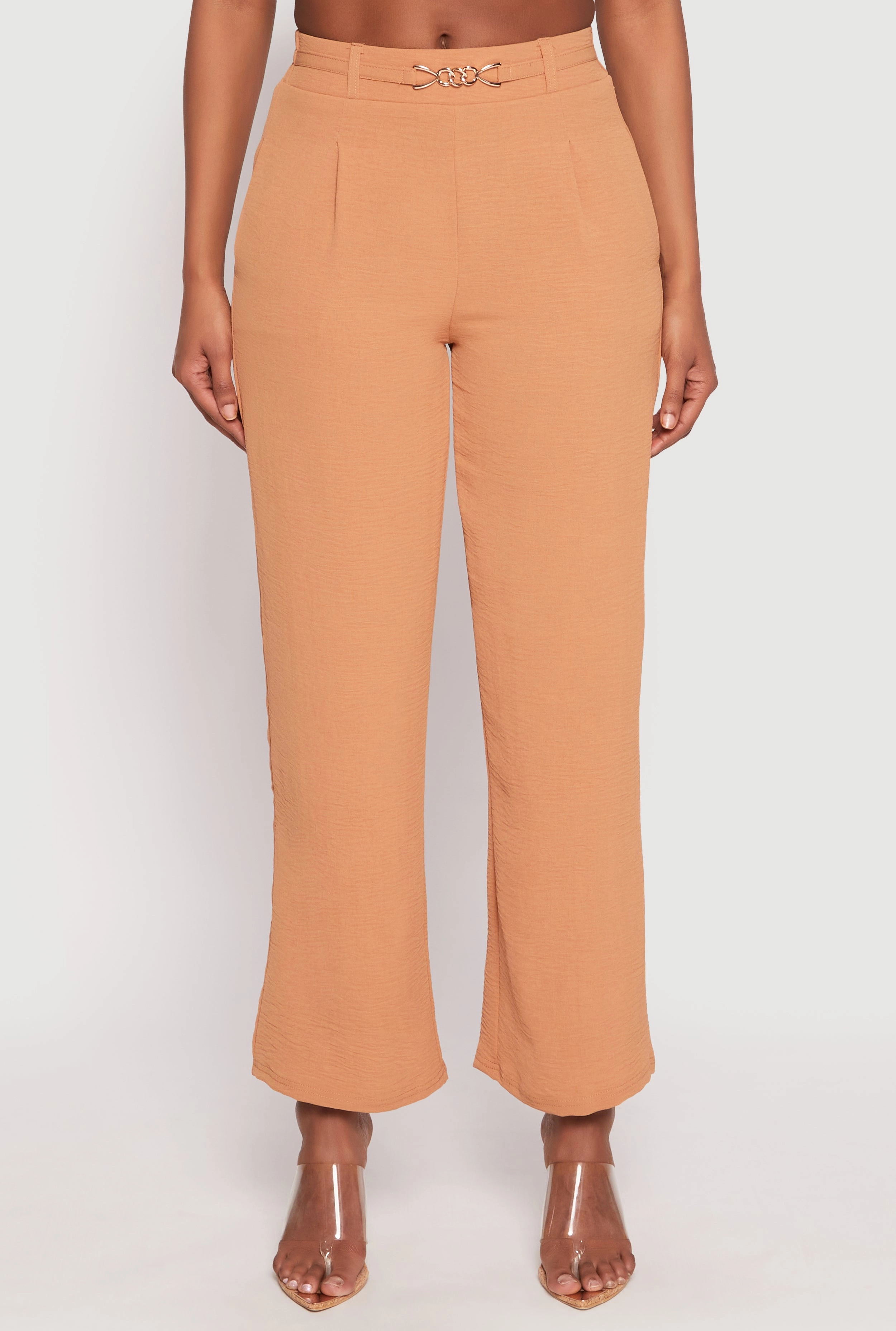 Airy Chain Detail Belted Front Pants