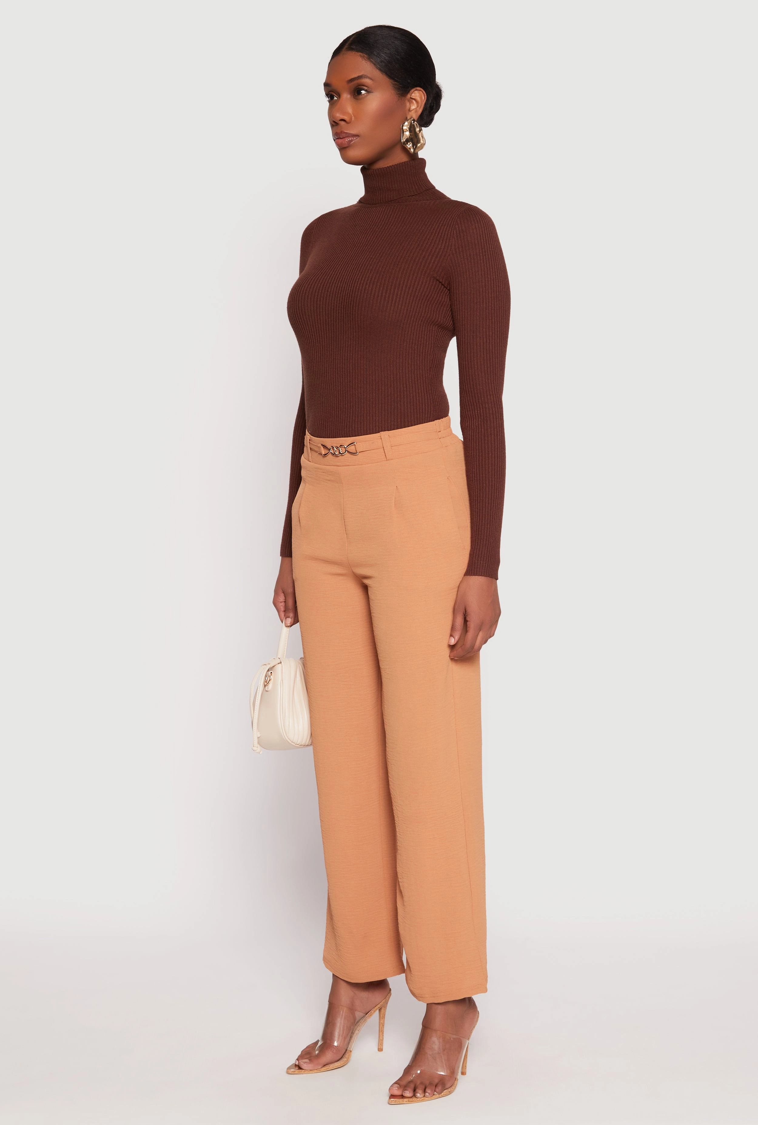 Airy Chain Detail Belted Front Pants