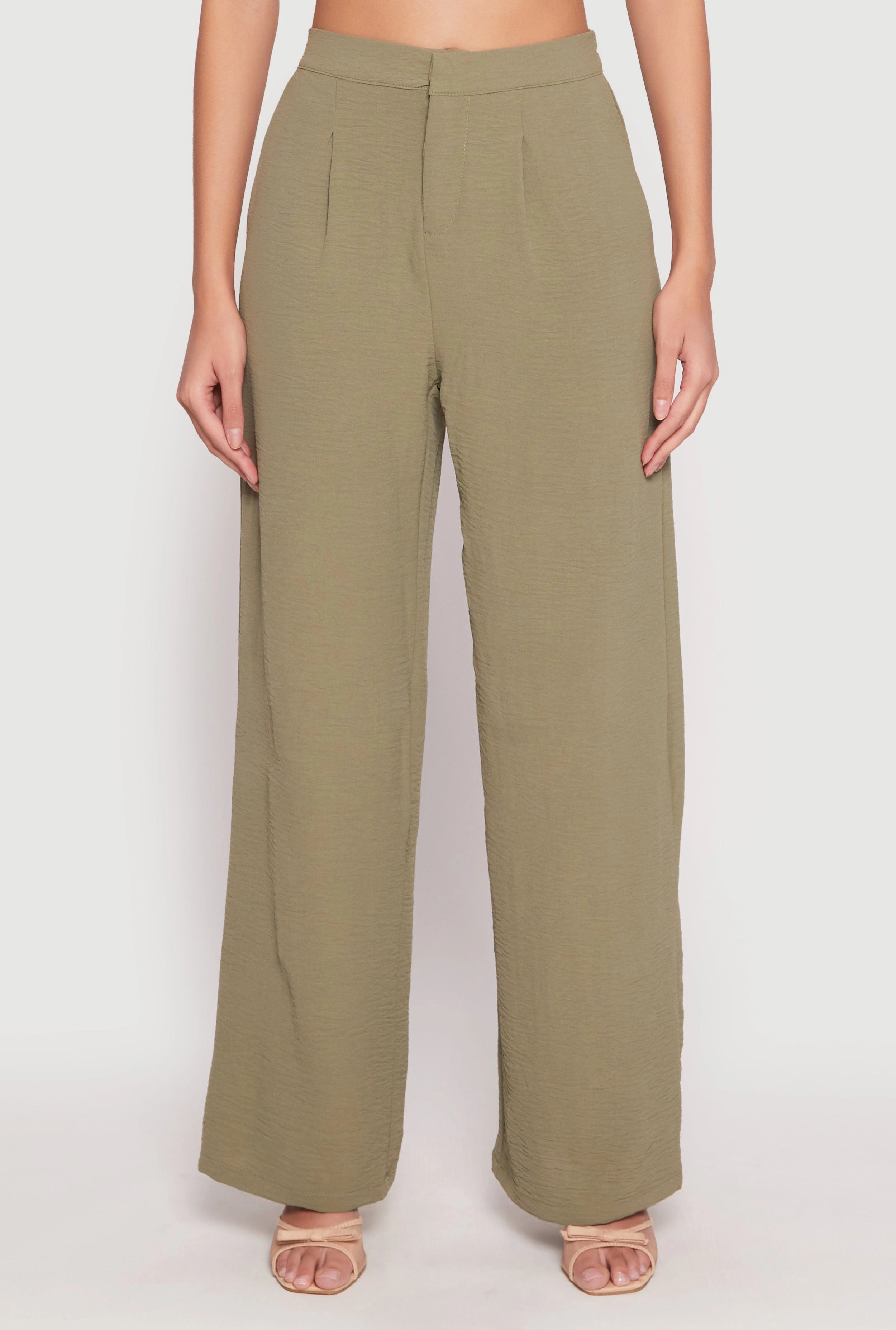 Airy Crepe Knit Wide Leg Dress Pants