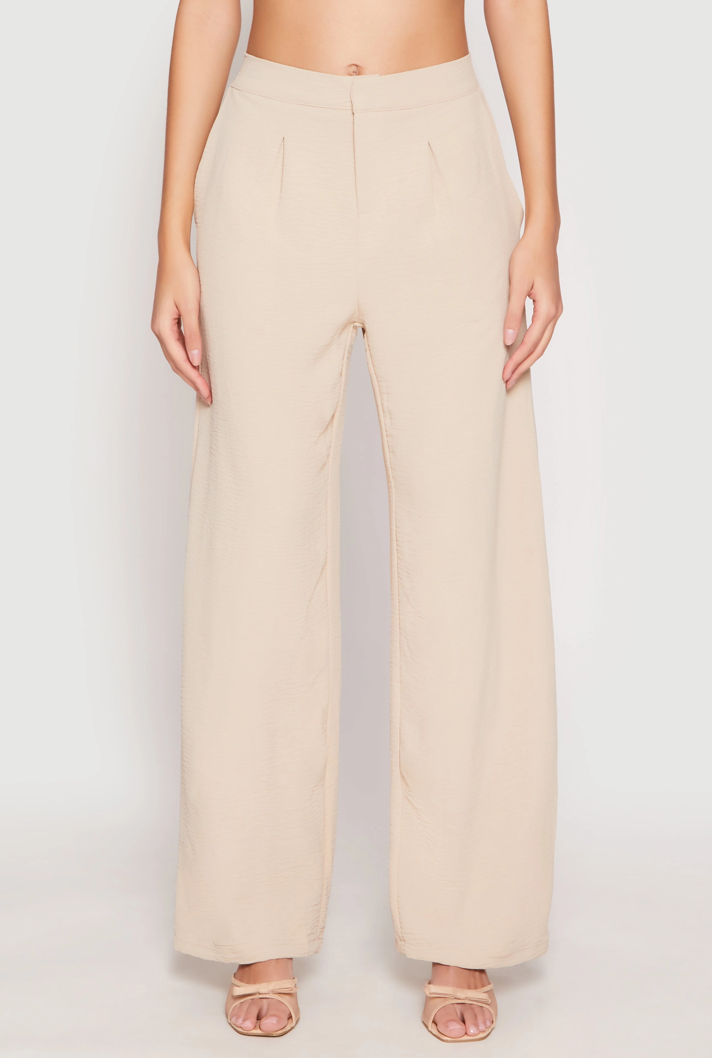 Airy Crepe Knit Wide Leg Dress Pants