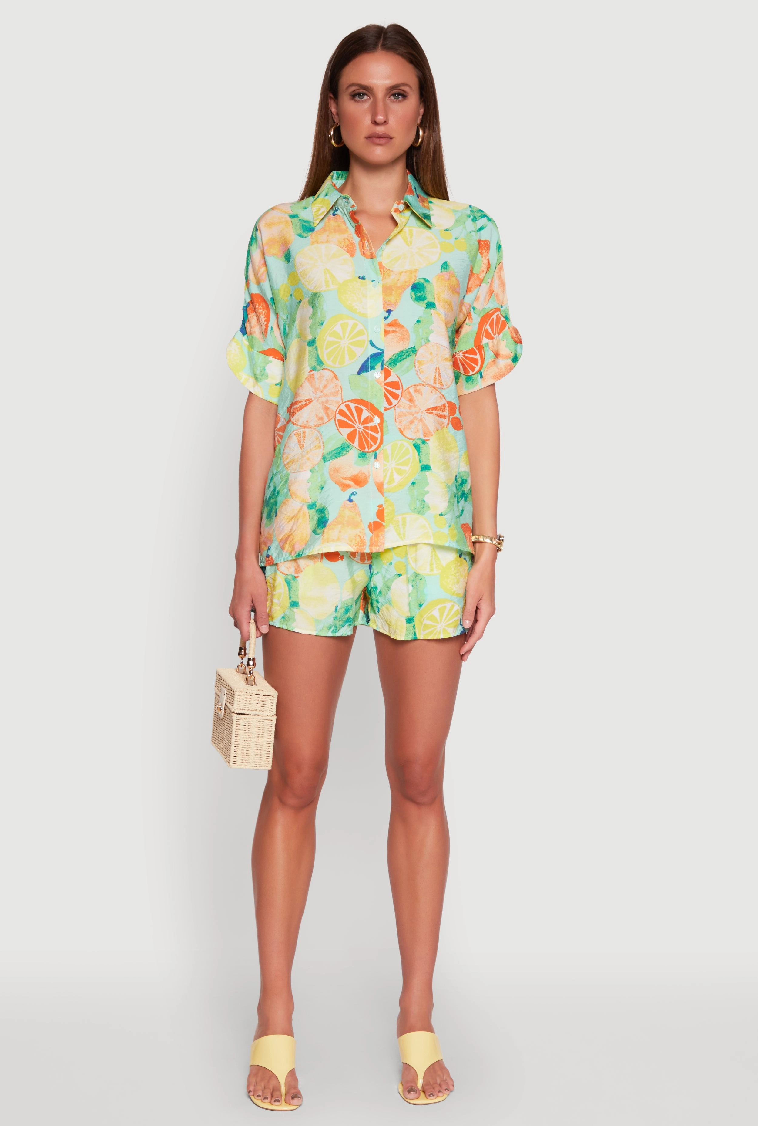 Airy Fruit Print Shorts