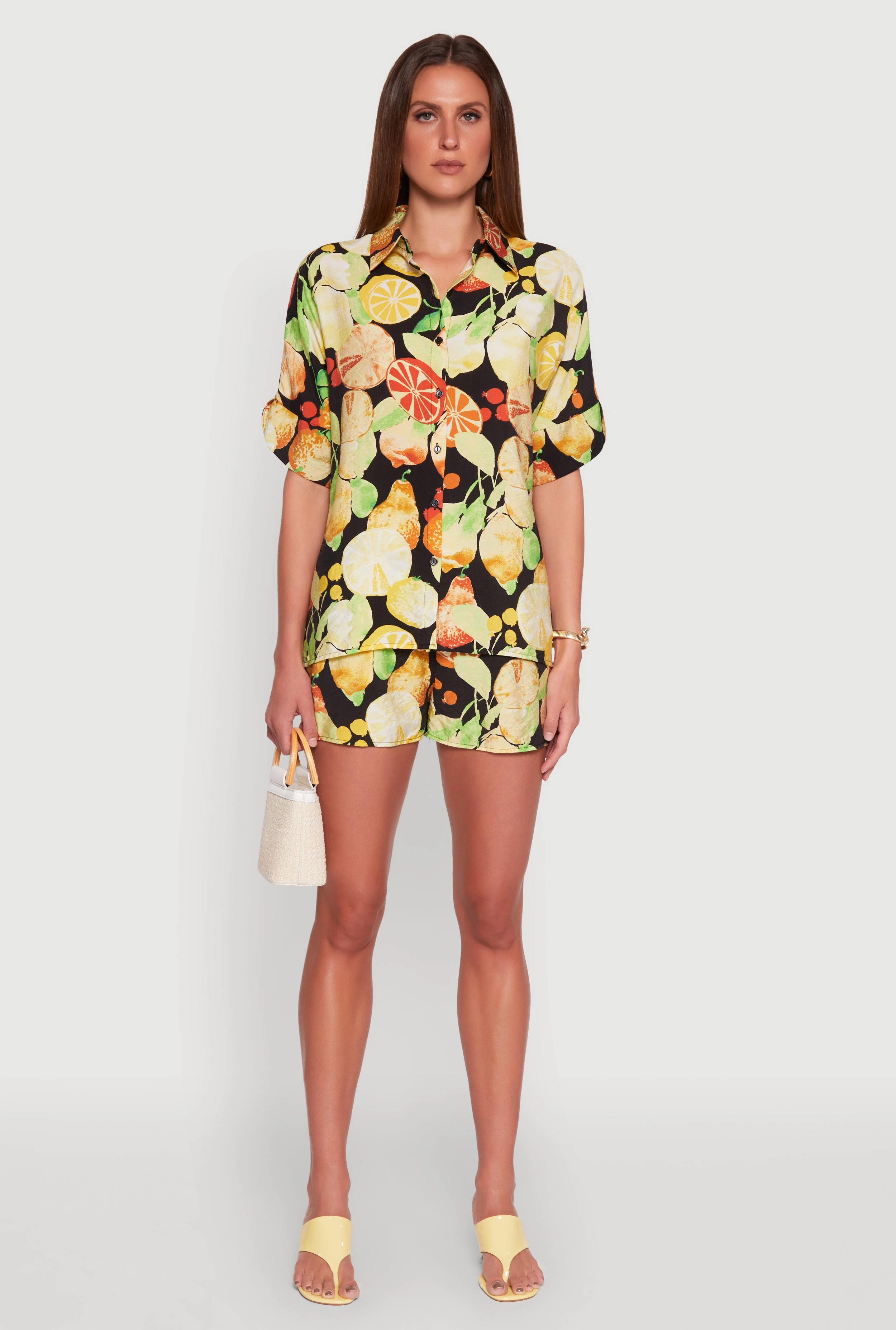 Airy Fruit Print Shorts