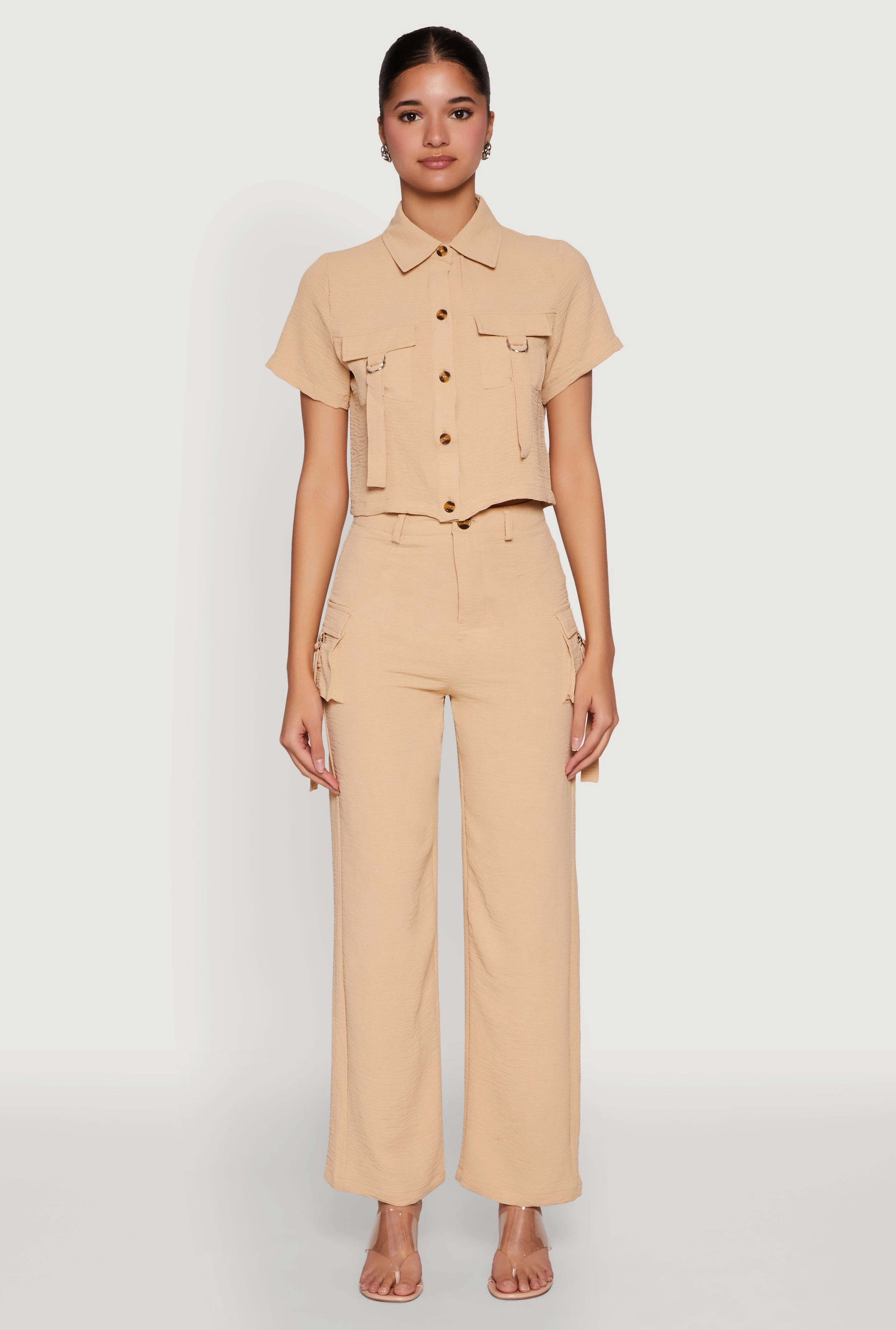 Airy High Waisted Cargo Pocket Pants