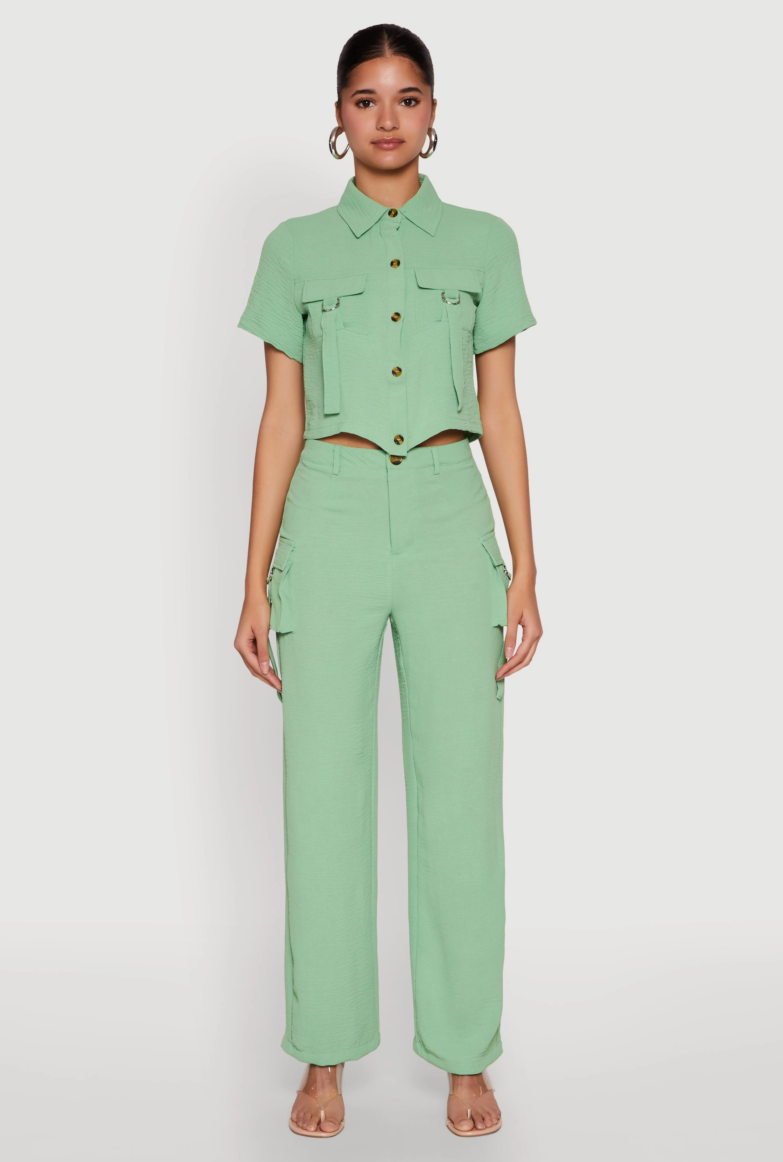 Airy High Waisted Cargo Pocket Pants