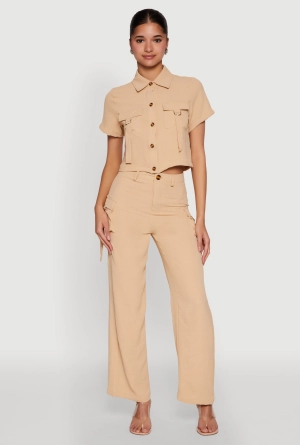 Airy High Waisted Cargo Pocket Pants