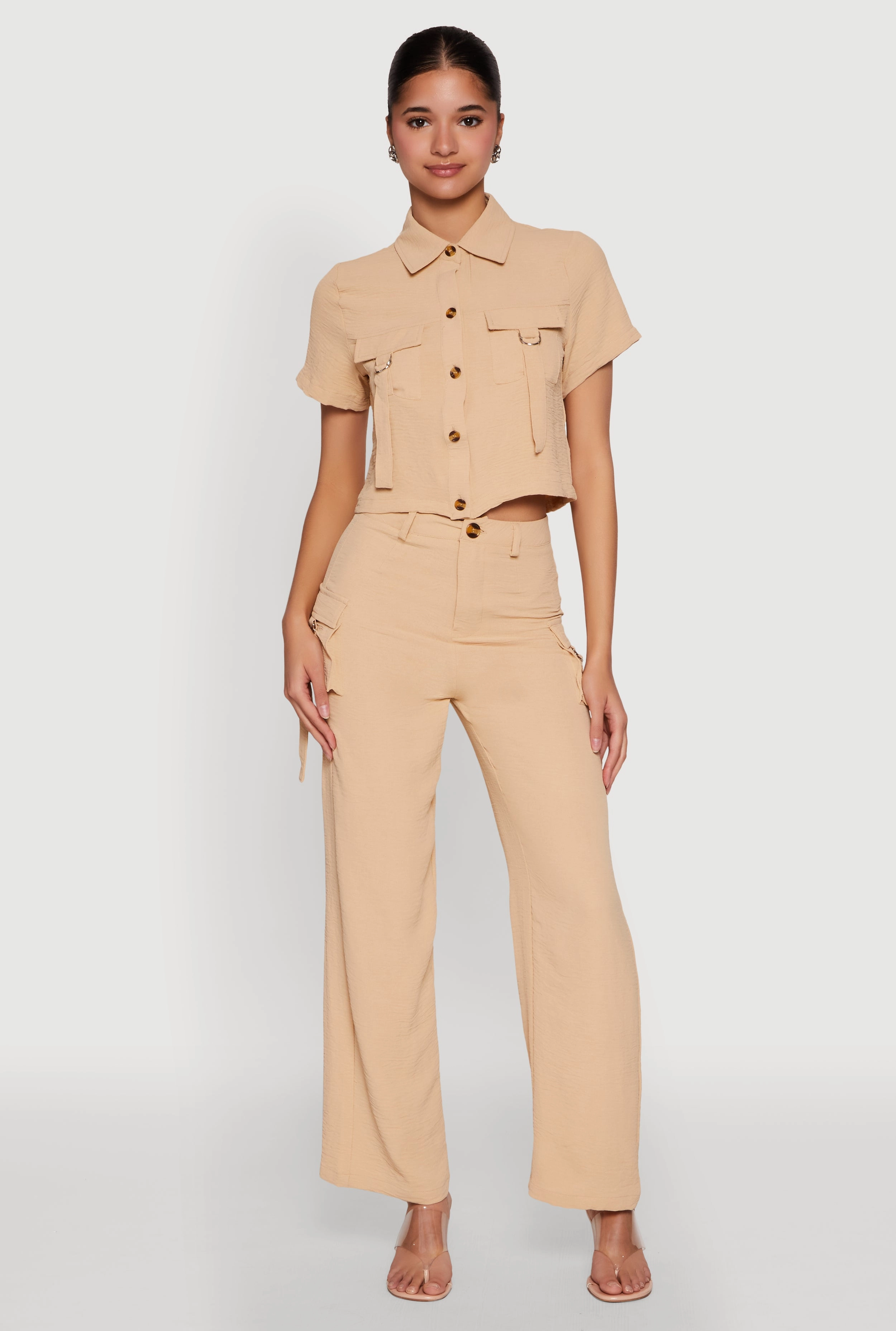 Airy High Waisted Cargo Pocket Pants