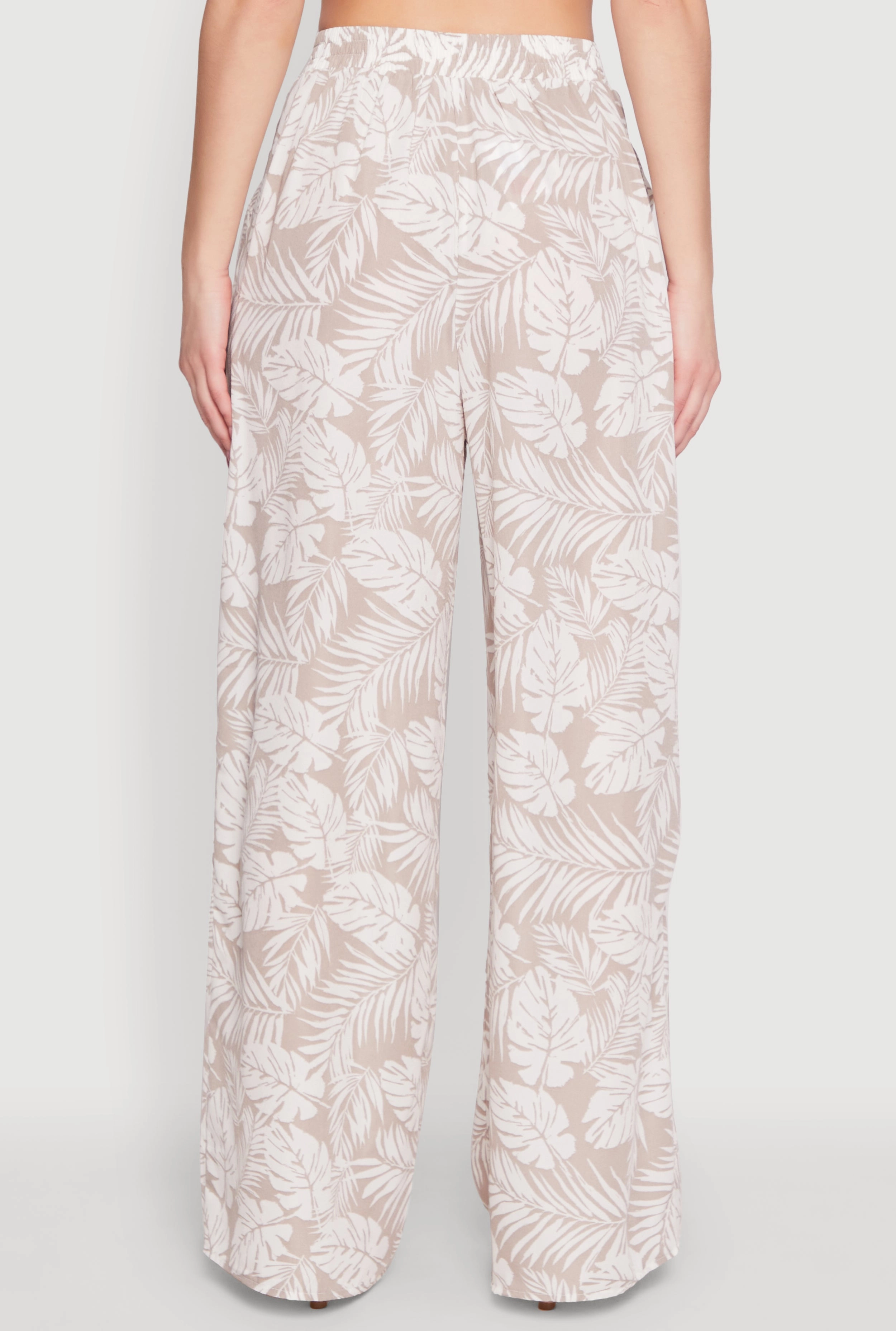 Airy Leaf Print Palazzo Pants