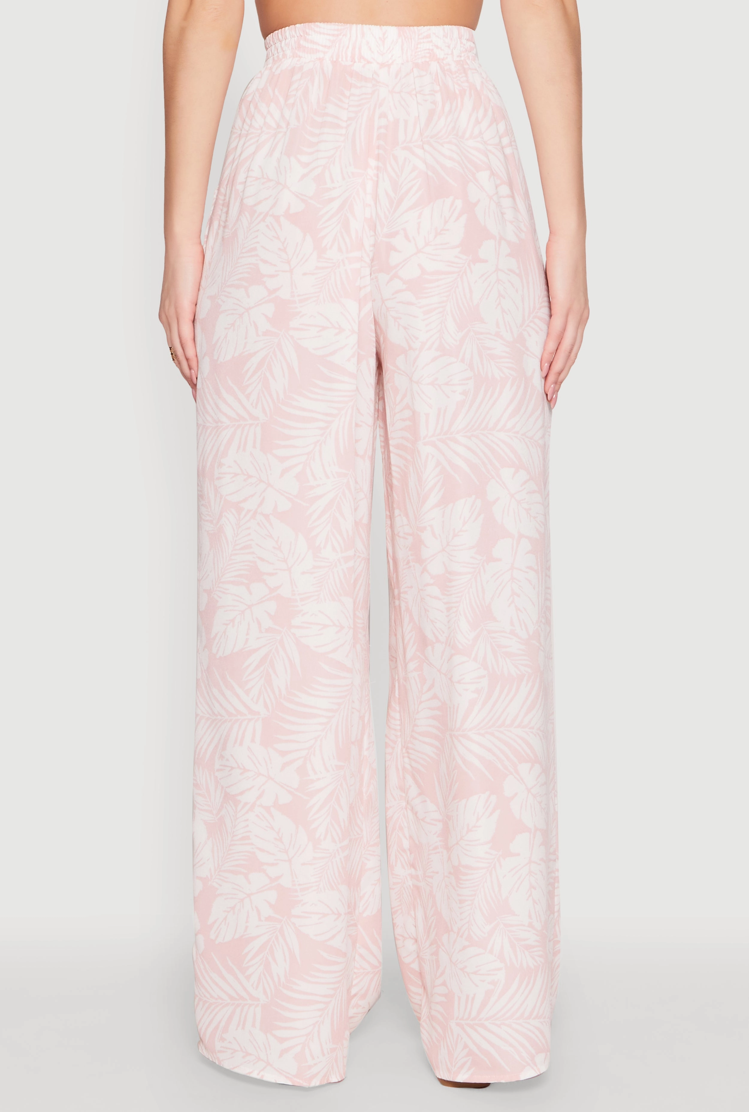 Airy Leaf Print Palazzo Pants