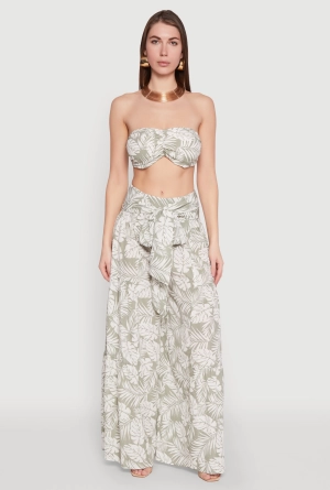 Airy Tie Front Tiered Leg Palazzo Pants