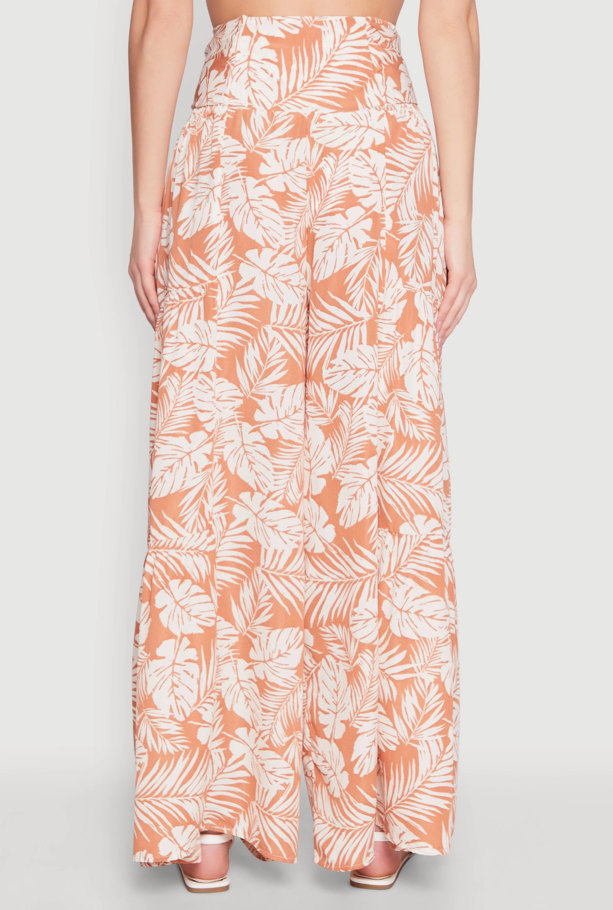 Airy Tie Front Tiered Leg Palazzo Pants