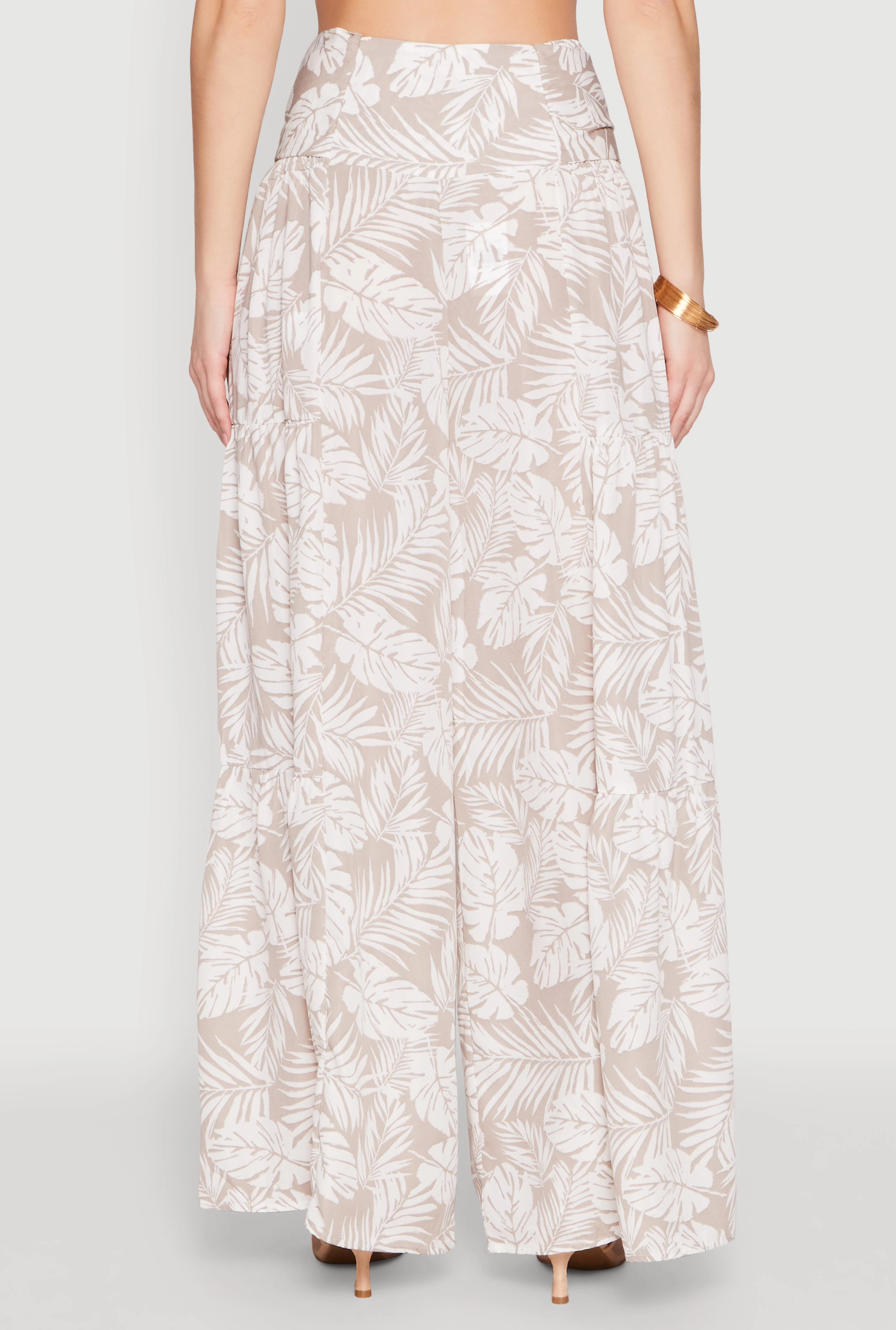 Airy Tie Front Tiered Leg Palazzo Pants
