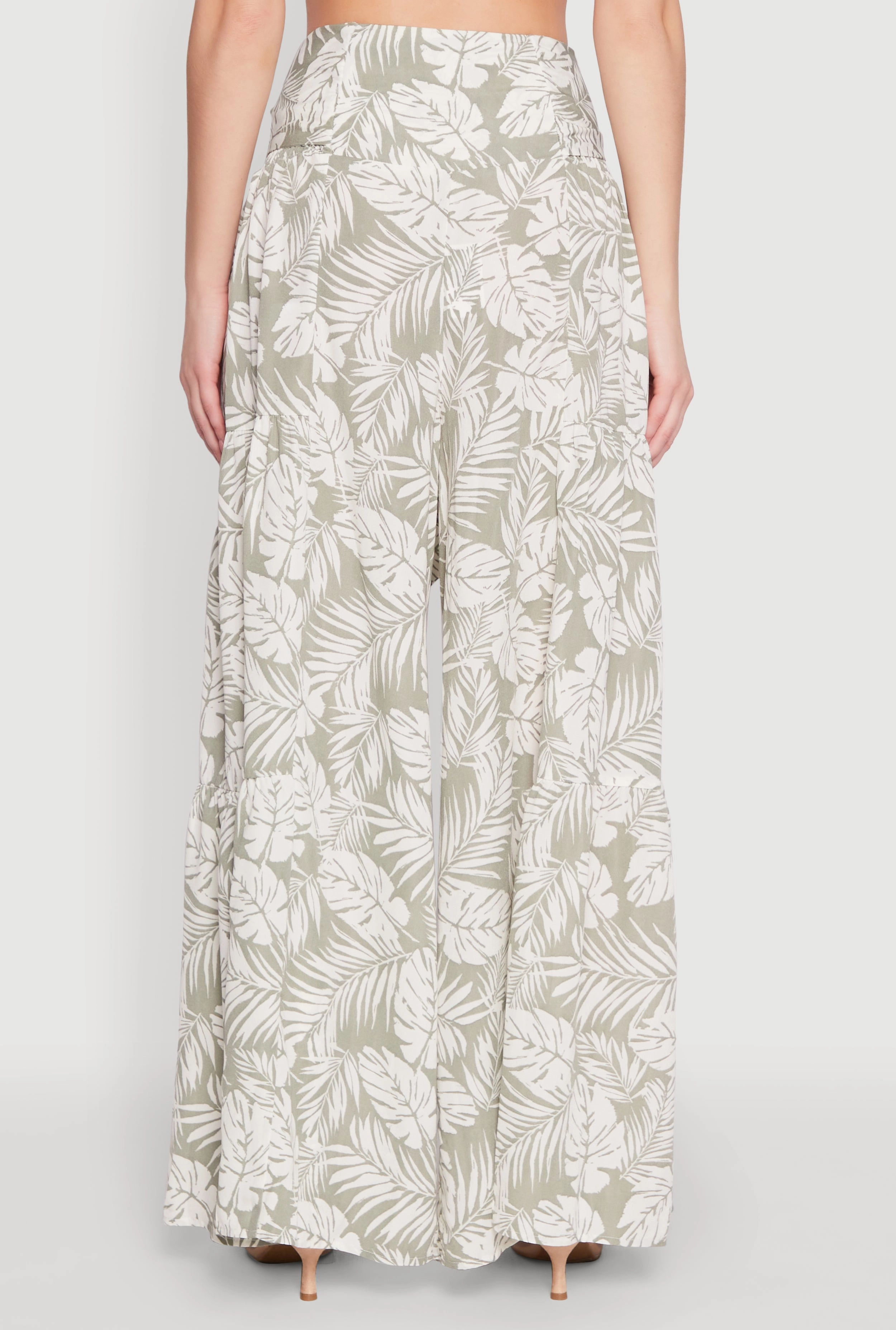 Airy Tie Front Tiered Leg Palazzo Pants