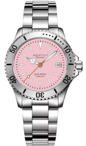 Aquatico Dolphin 39mm Automatic Dive Watch Pink