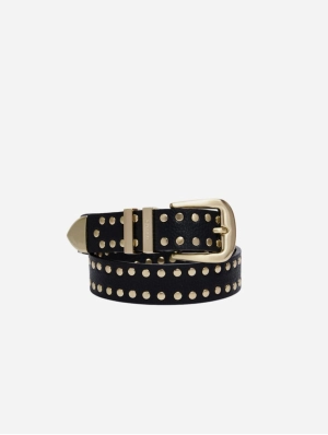 Ayla Unisex Vegan Bio-Based Bamboo Western Studded Belt | Black