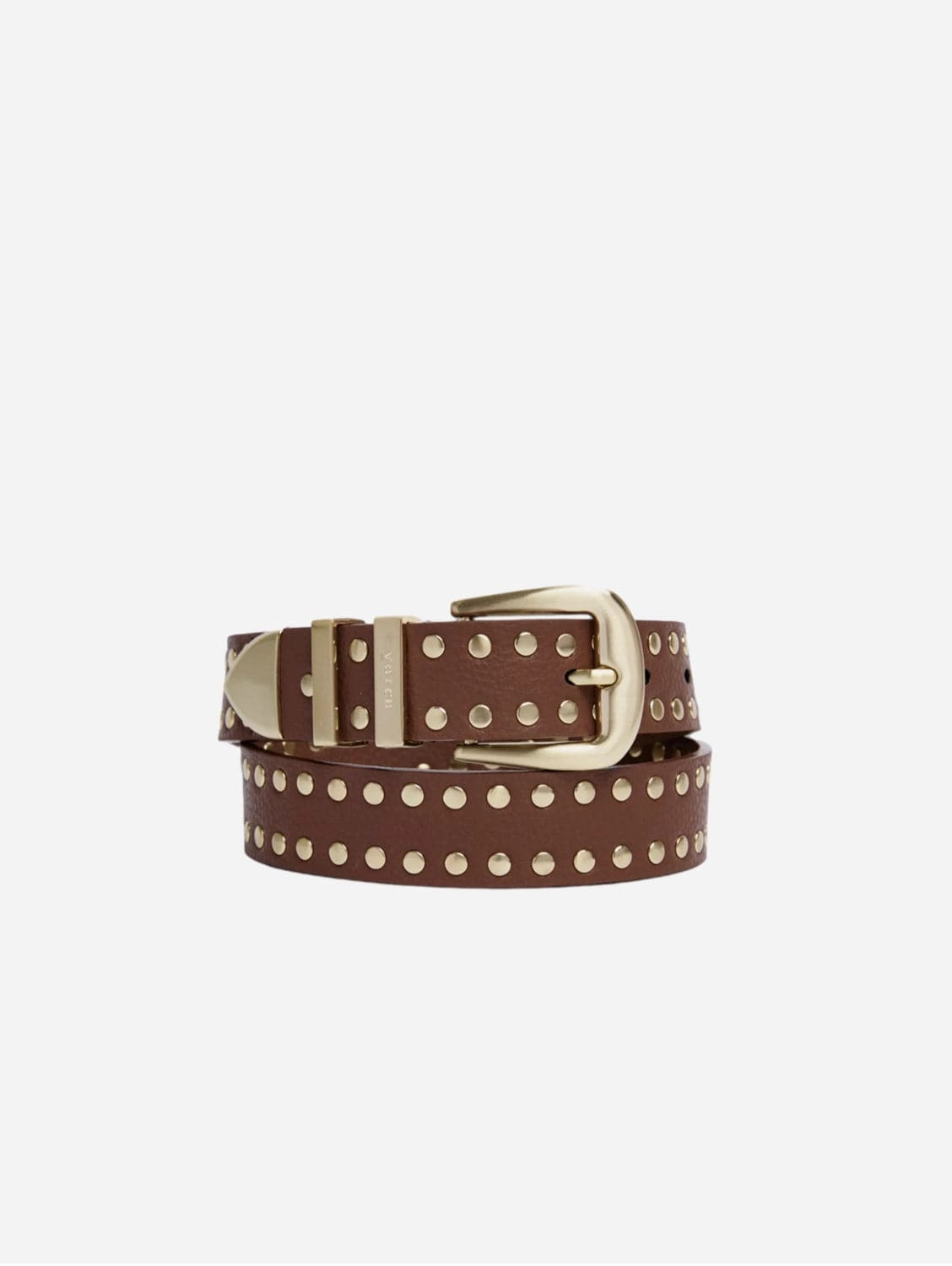 Ayla Unisex Vegan Bio-Based Bamboo Western Studded Belt | Brown