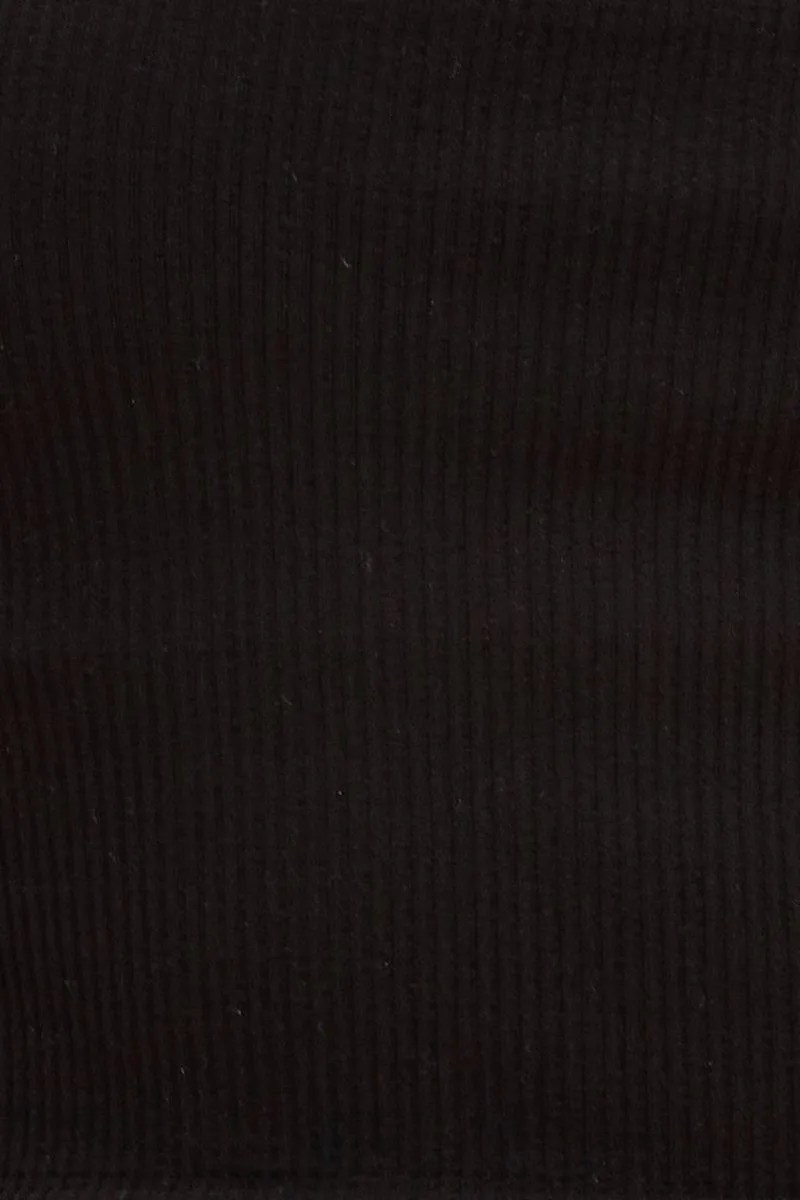 Black Seamless Singlet Top Scoop Neck Rib Crop