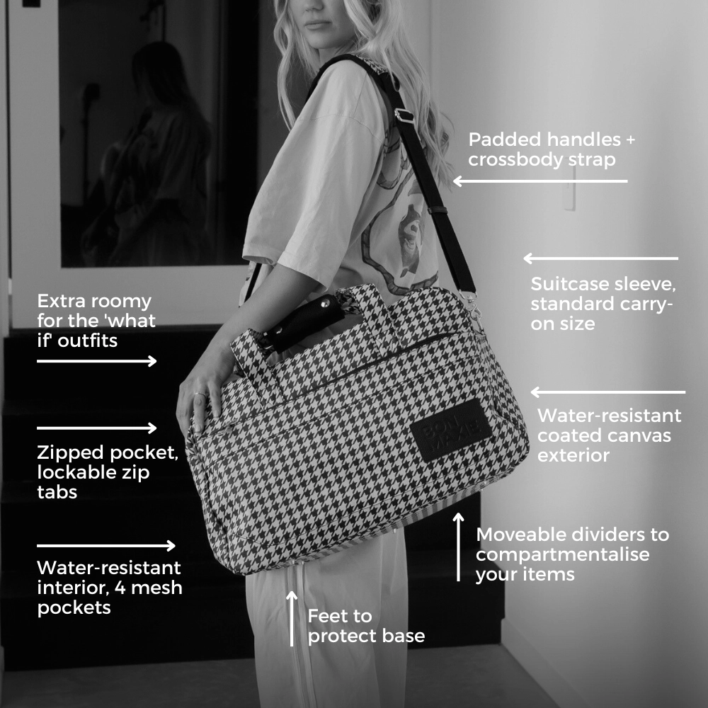 Bon Voyage Weekender Bag -- Houndstooth