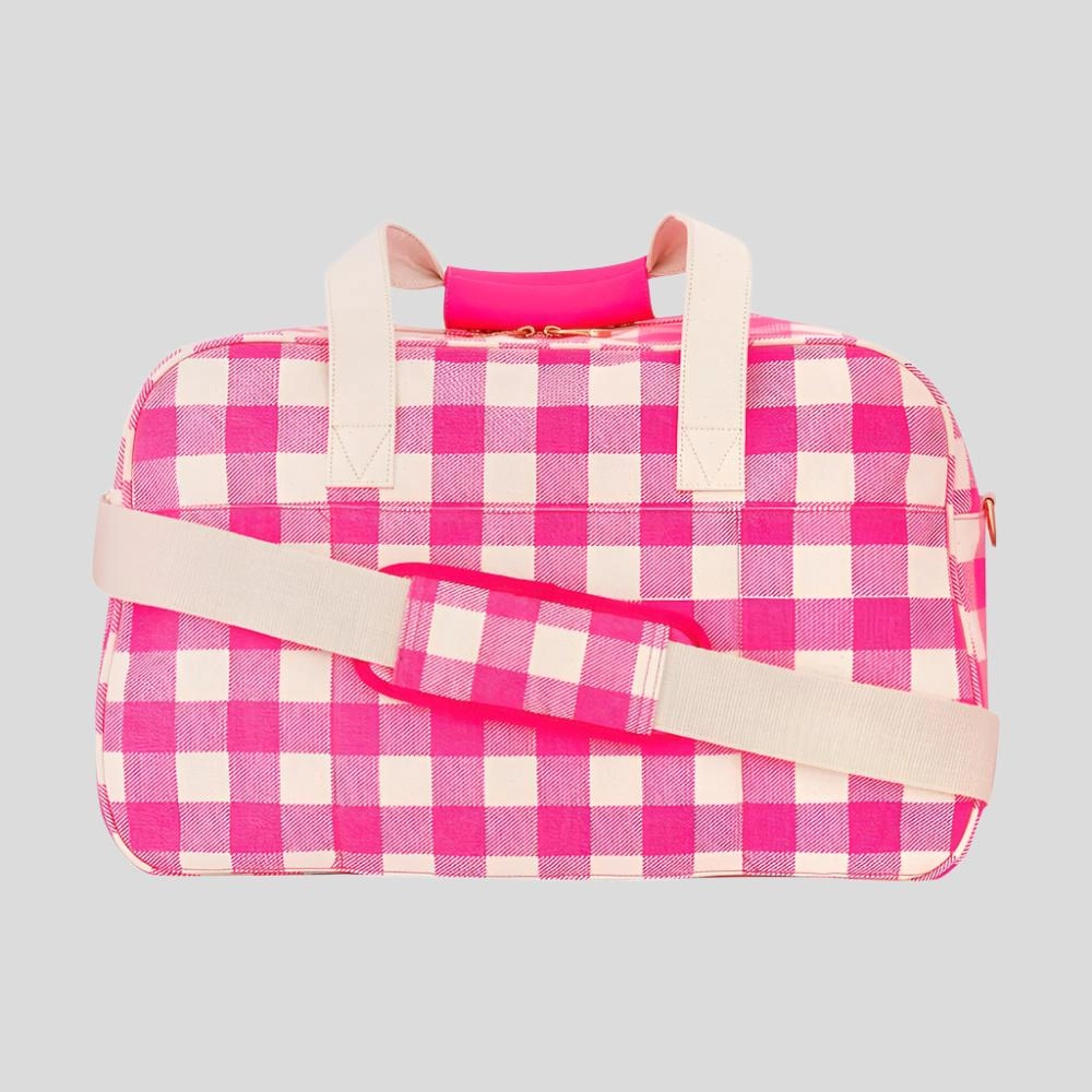Bon Voyage Weekender Bag -- Neon Pink Gingham