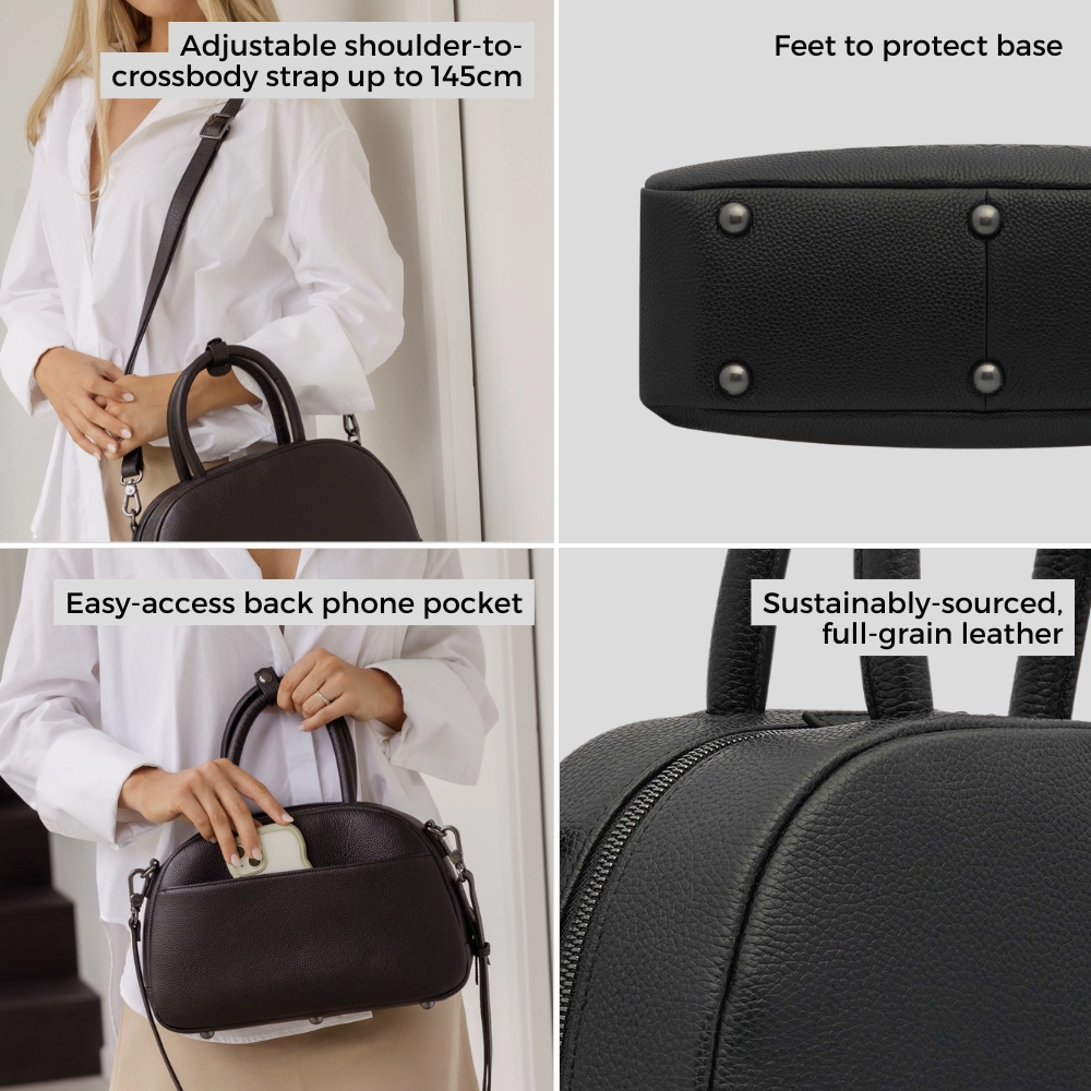 Bowler Crossbody Top Handle Bag -- Black