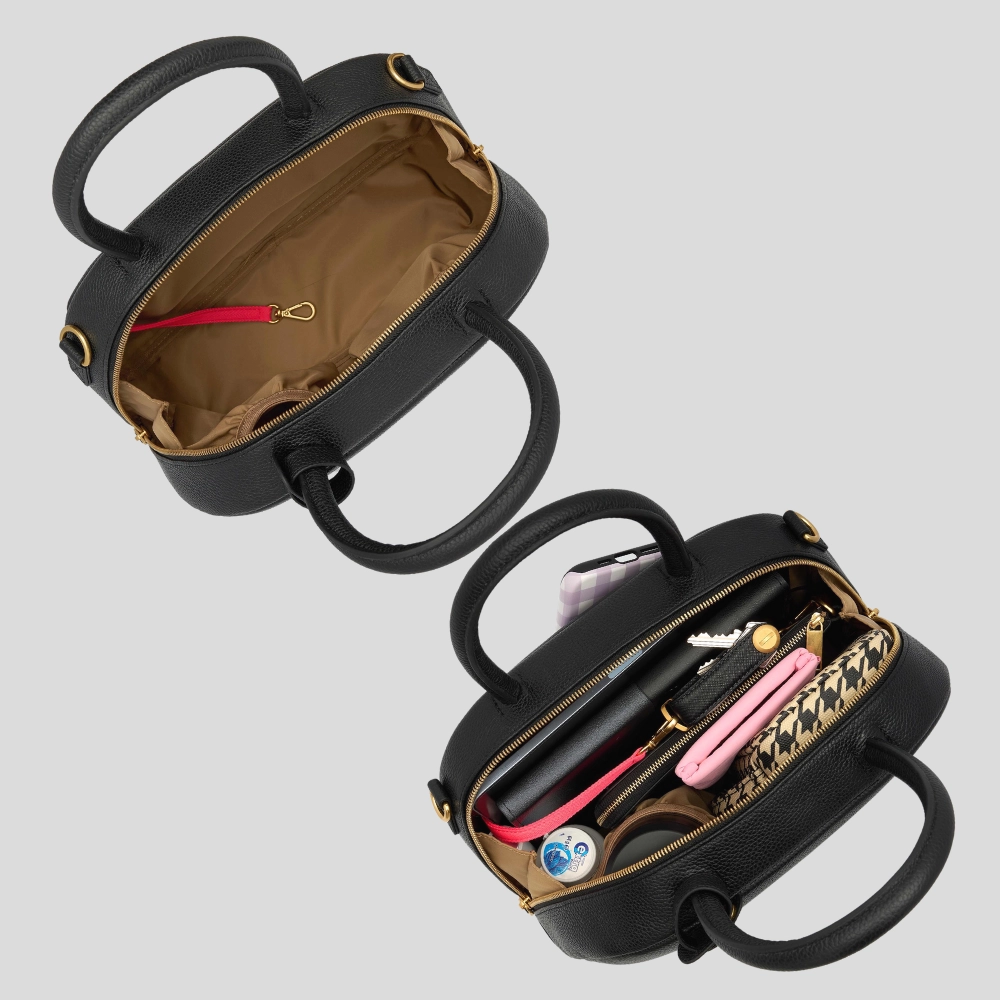 Bowler Crossbody Top Handle Bag -- Black