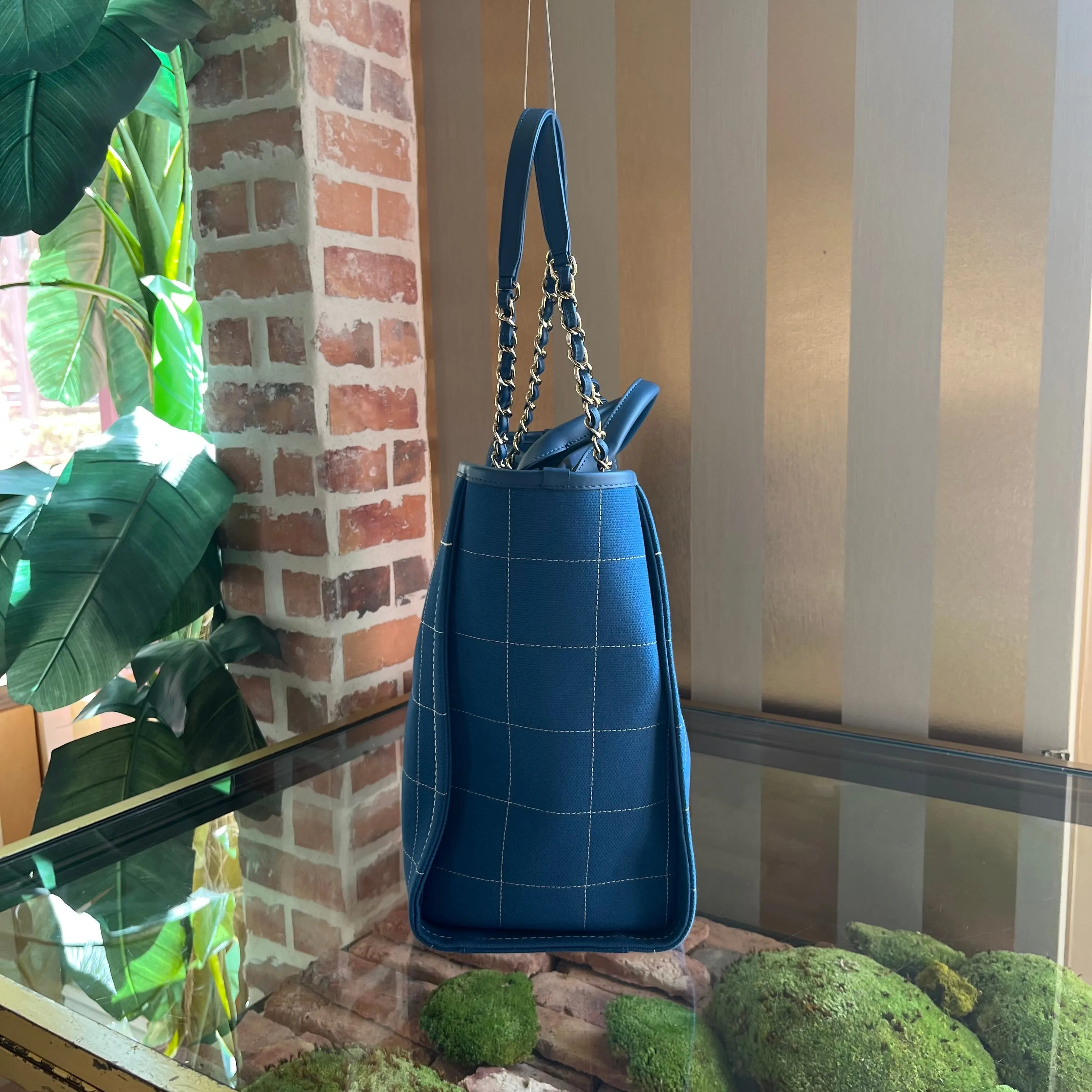 CHANEL Deauville Square Blue Tote