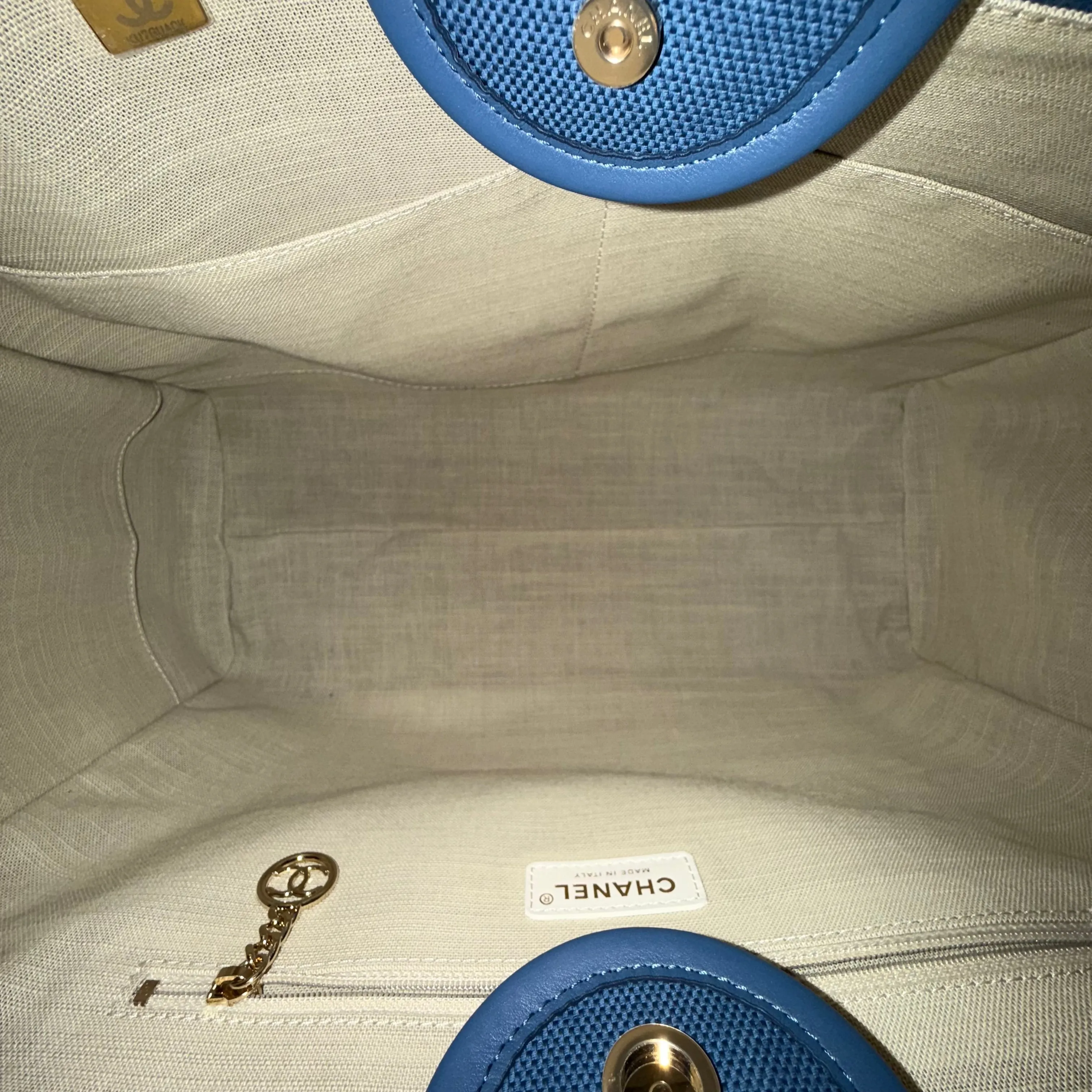 CHANEL Deauville Square Blue Tote