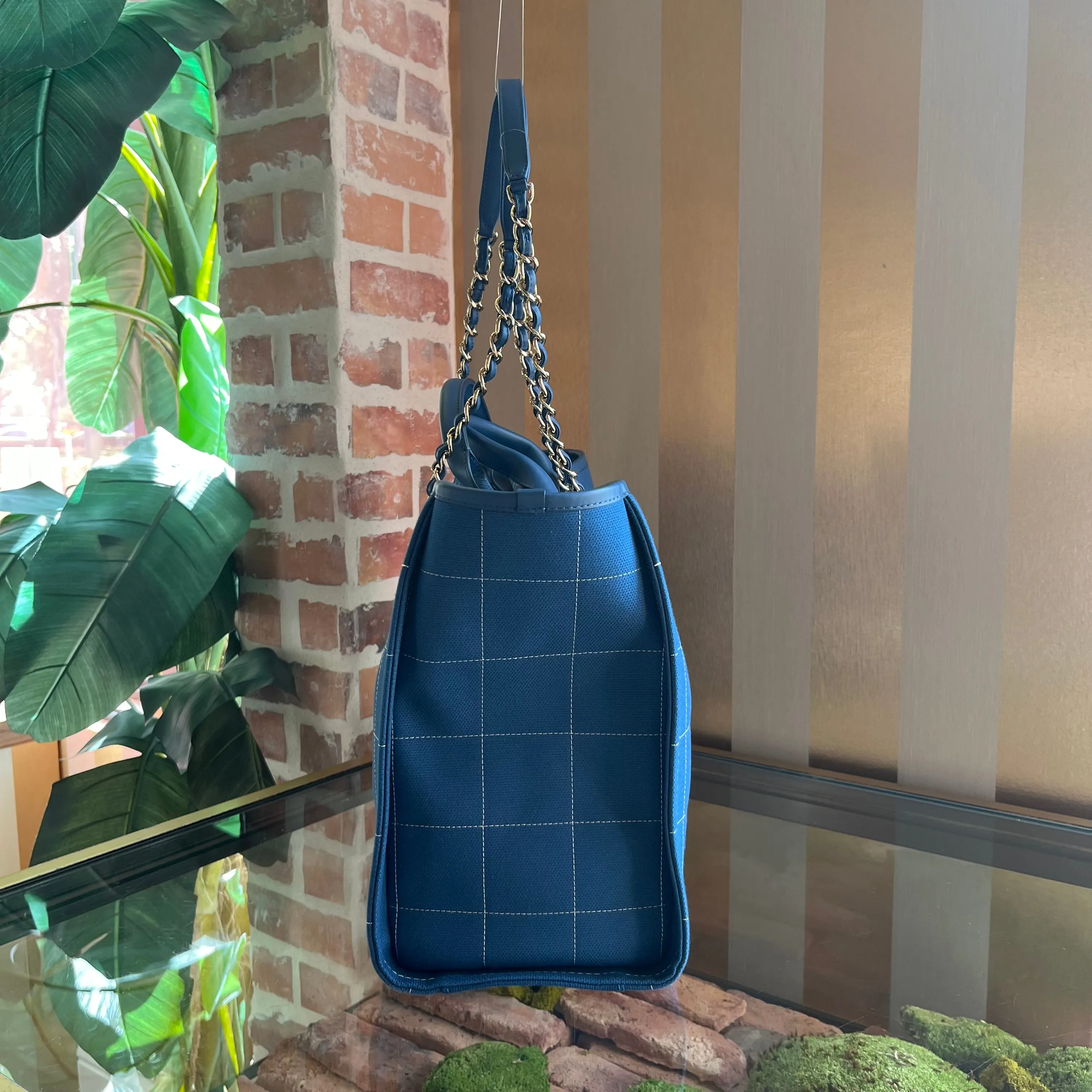 CHANEL Deauville Square Blue Tote