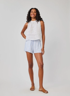 Contrast Tie Flowy Short - Blue Sky Stripe