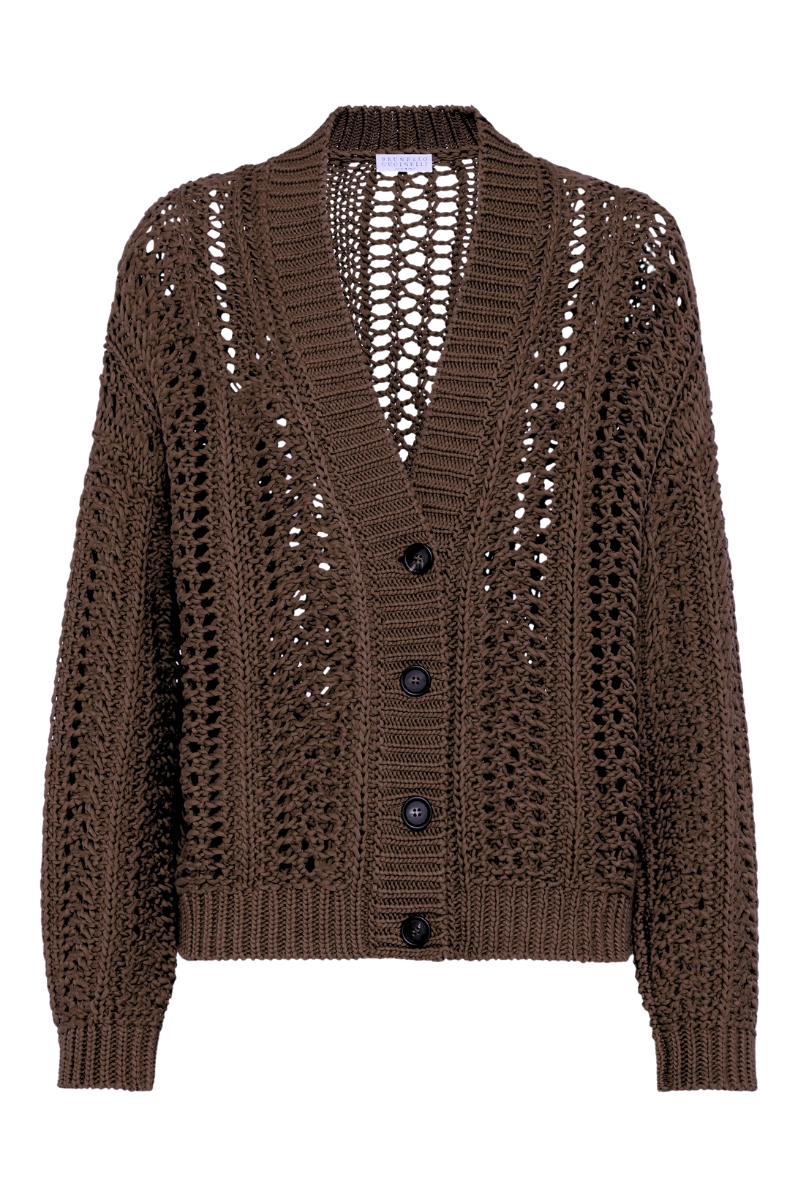Cropped Rib Net Cardigan