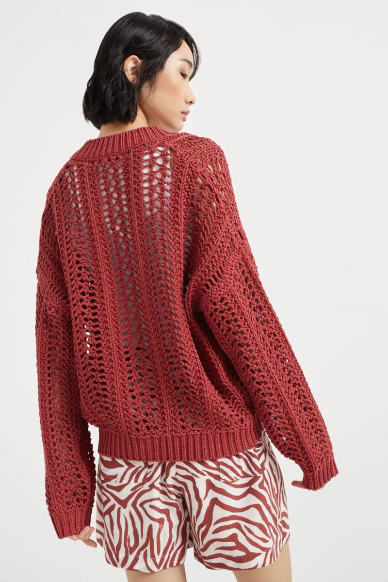 Cropped Rib Net Cardigan