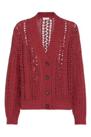 Cropped Rib Net Cardigan