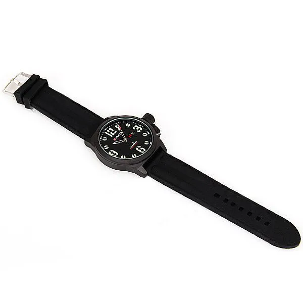 Curren Men's Watch with Silicone Band (Black 5cm Dial) - CUR019