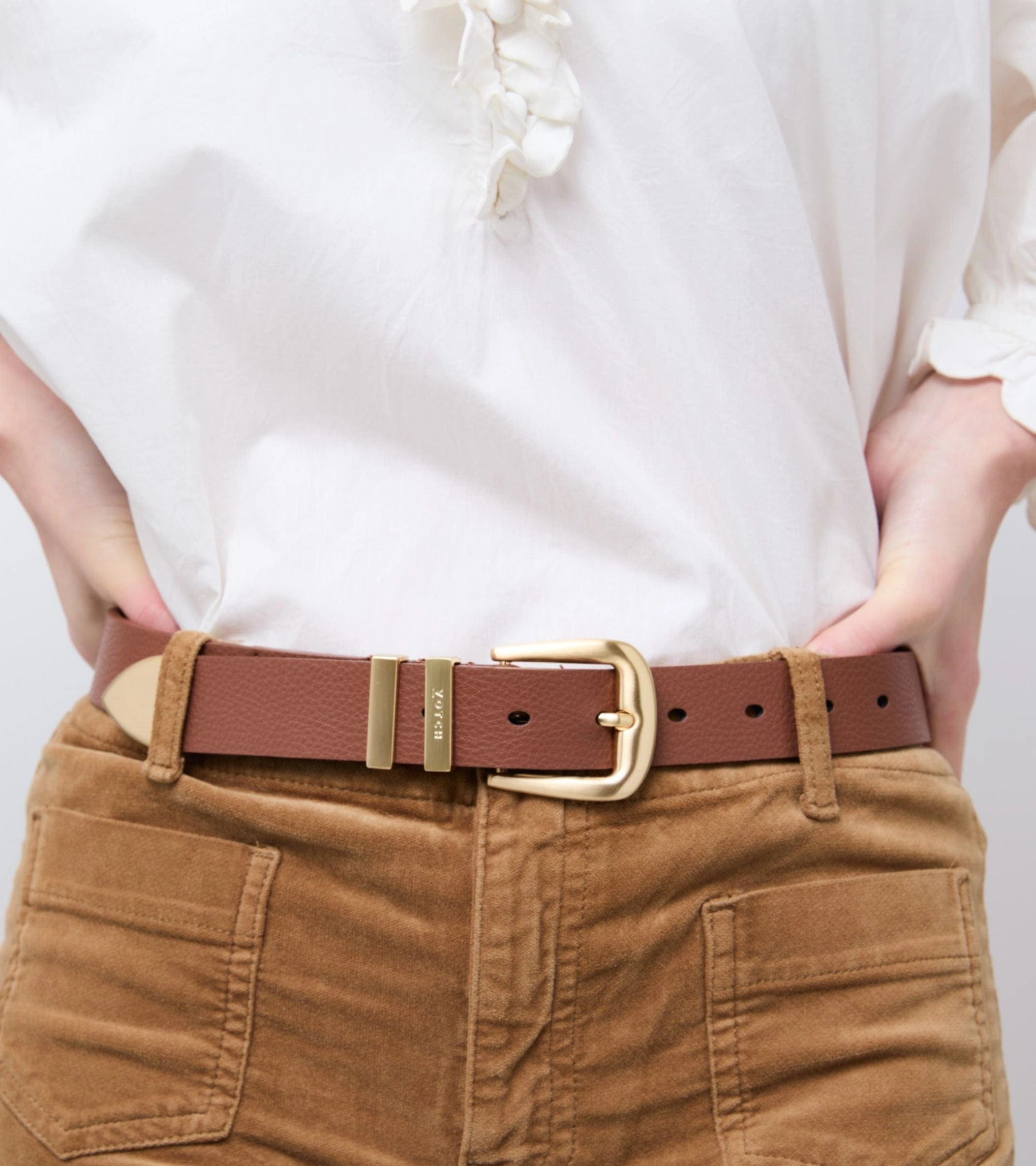 Daisy Unisex Vegan Bio-Based Bamboo Western Belt | Brown