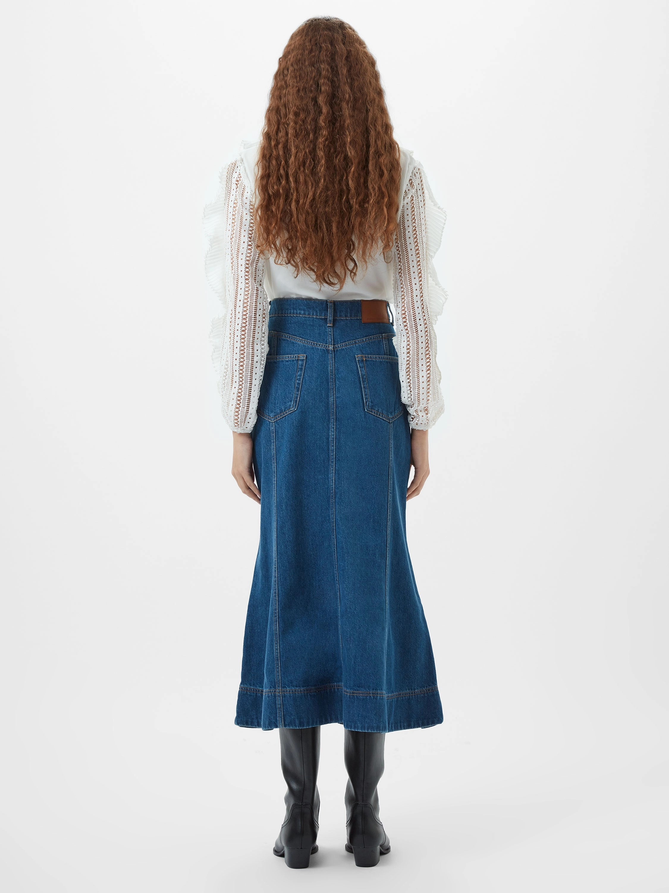 Denver Denim Flare Midi Skirt