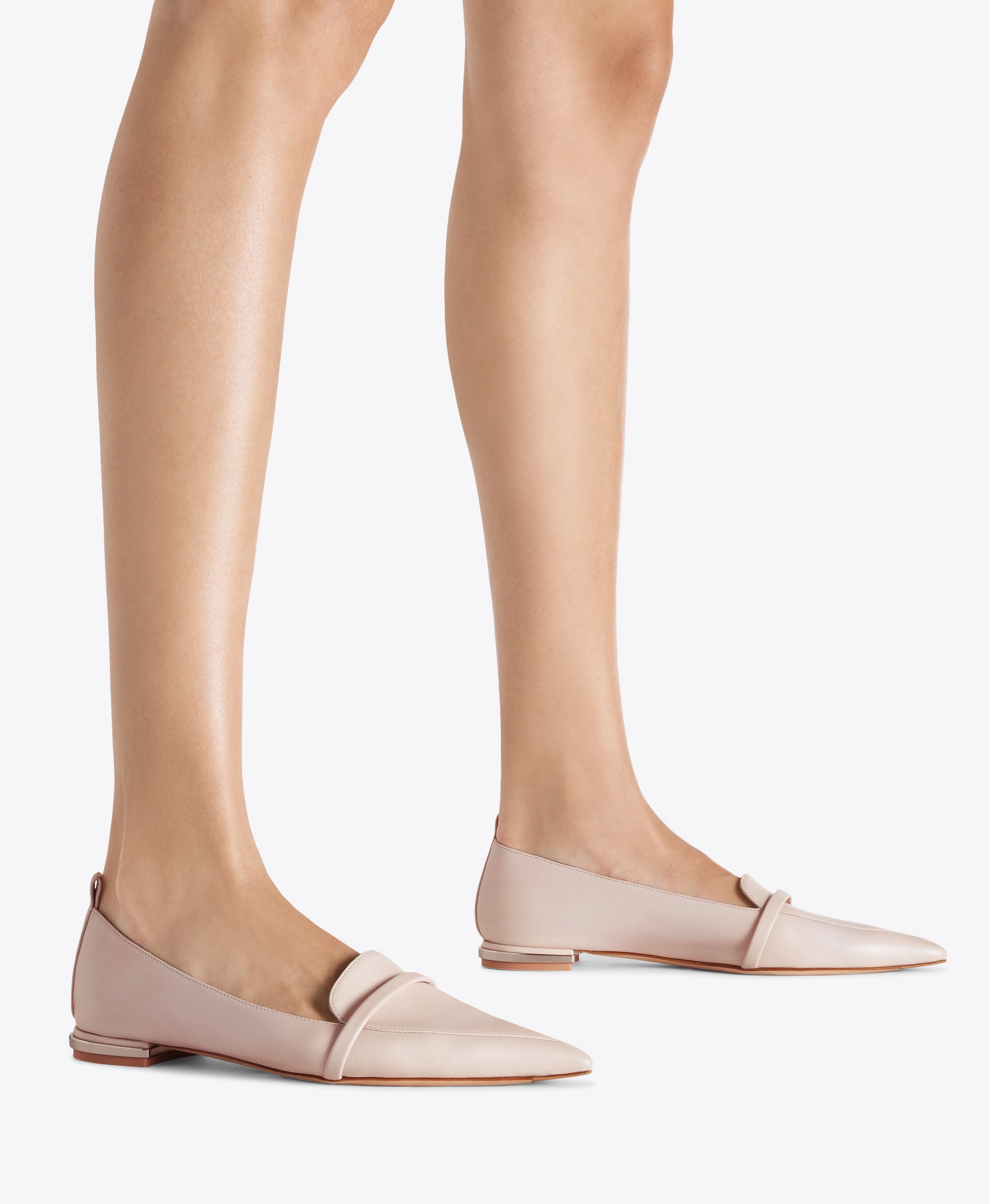 Dora Pale Pink Leather Loafers