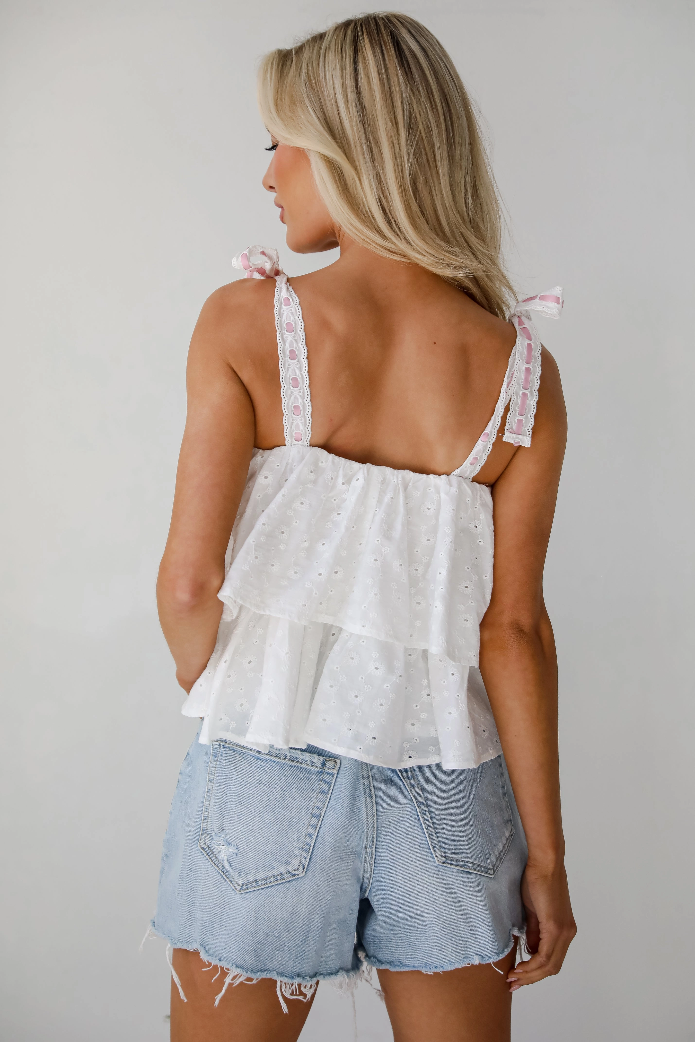 Dreamiest Darling White Eyelet Tiered Tank