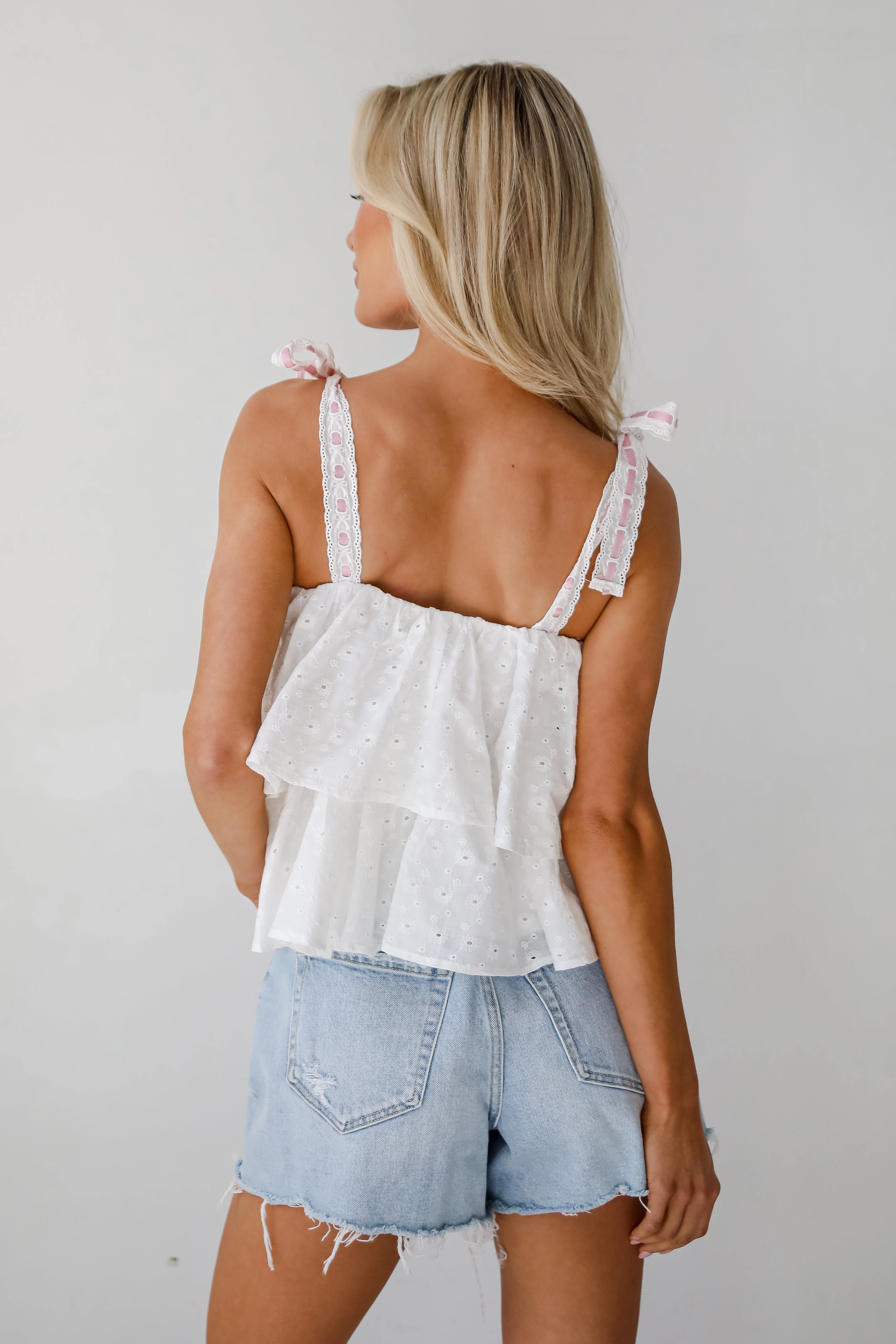 Dreamiest Darling White Eyelet Tiered Tank