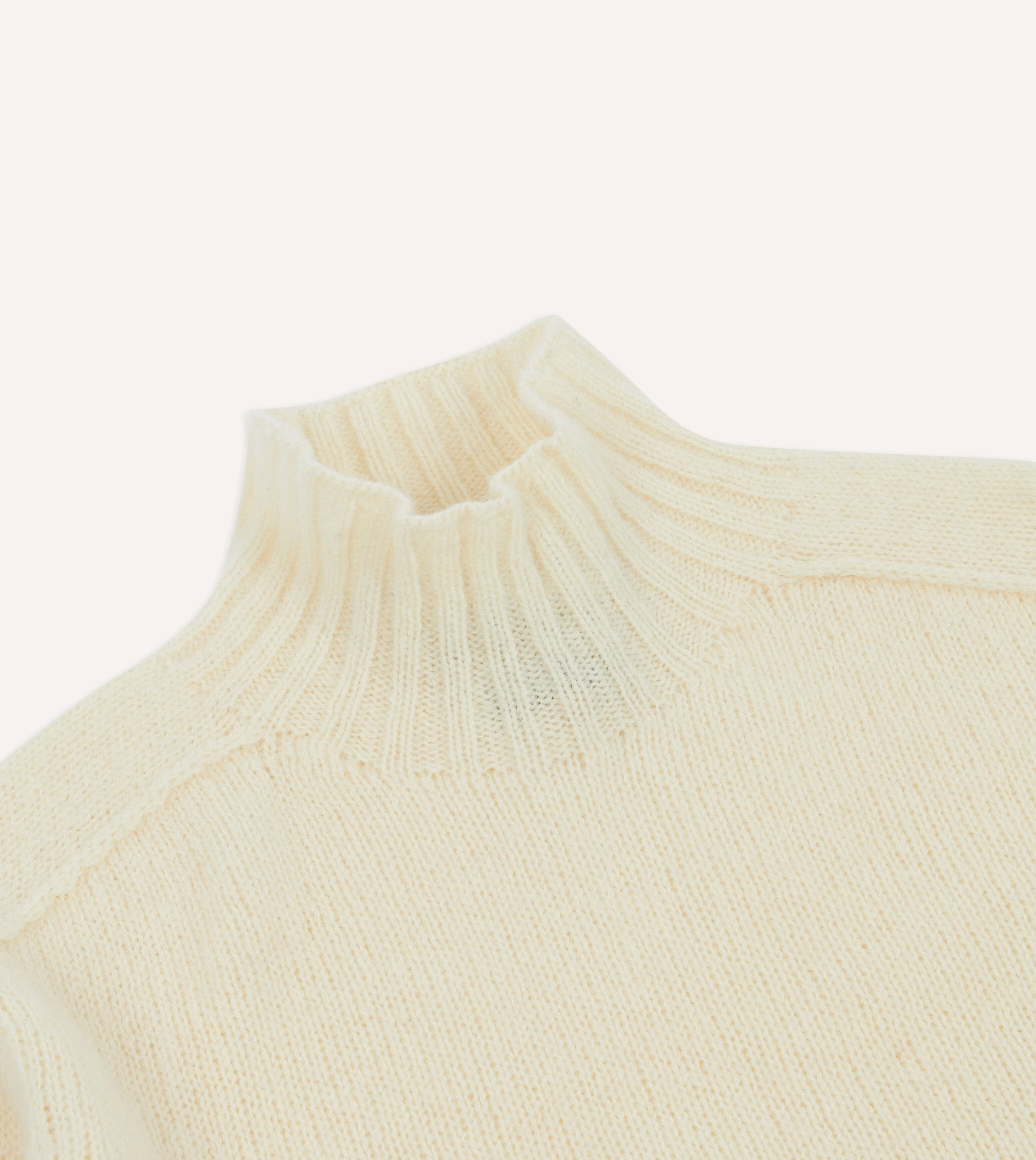 Ecru Brushed Shetland Mock Neck Jumper
