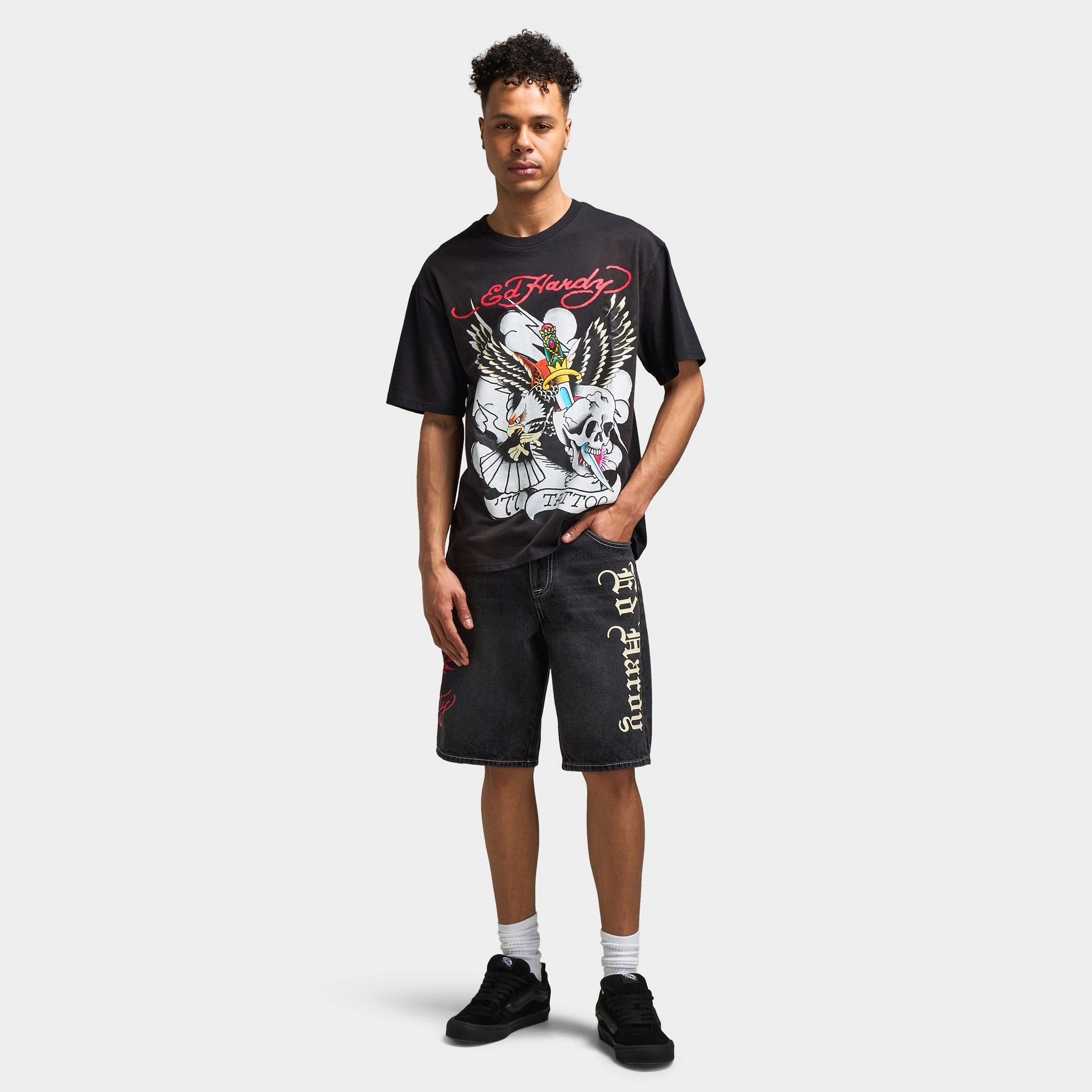 Ed Hardy Live Fast Denim Short / Y2K Black