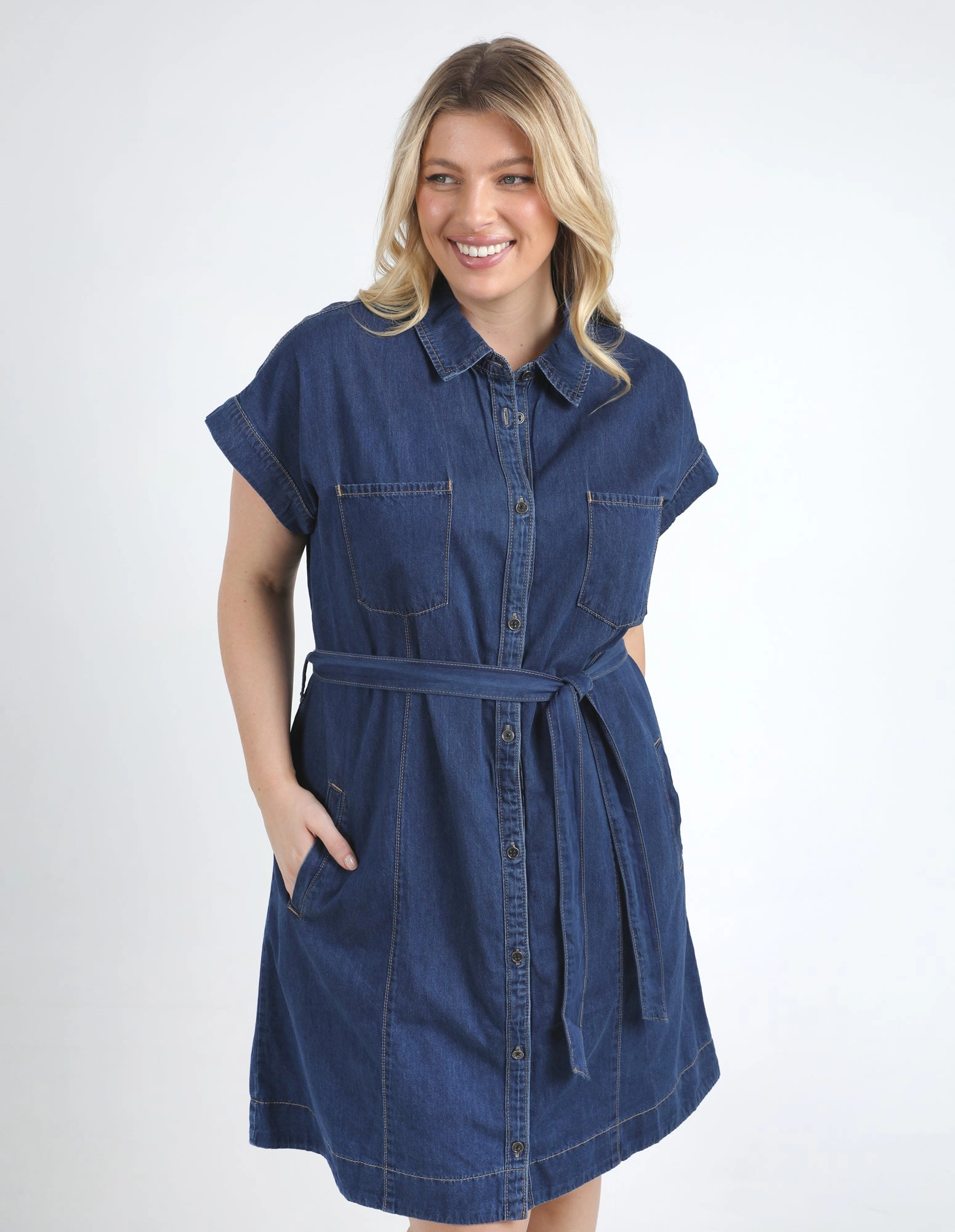 Elm Everleigh Denim Dress Dark Blue Wash