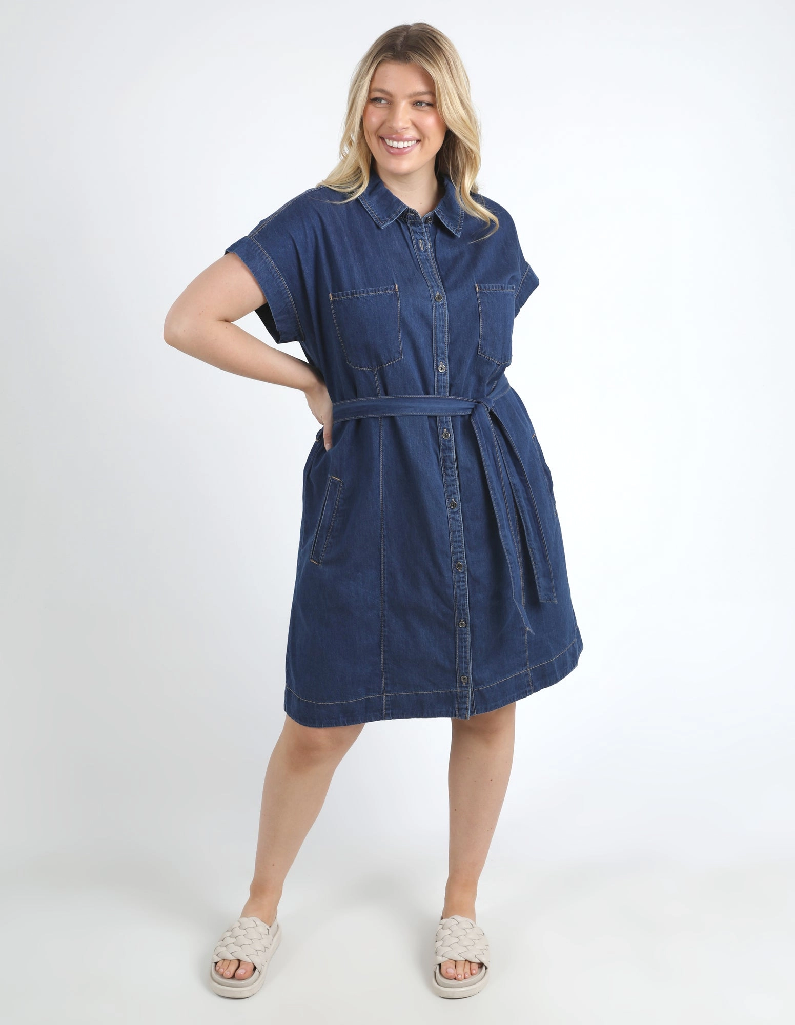 Elm Everleigh Denim Dress Dark Blue Wash