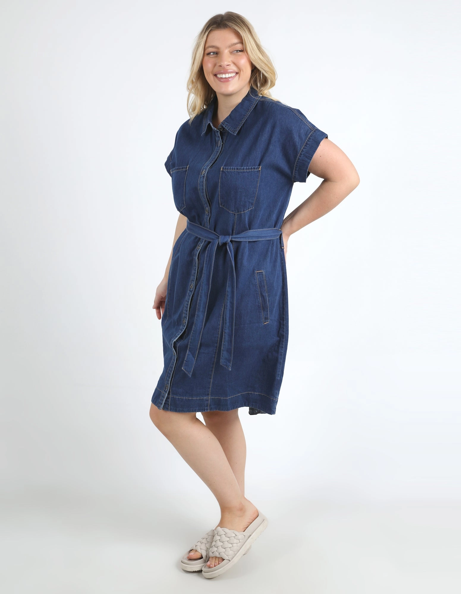 Elm Everleigh Denim Dress Dark Blue Wash