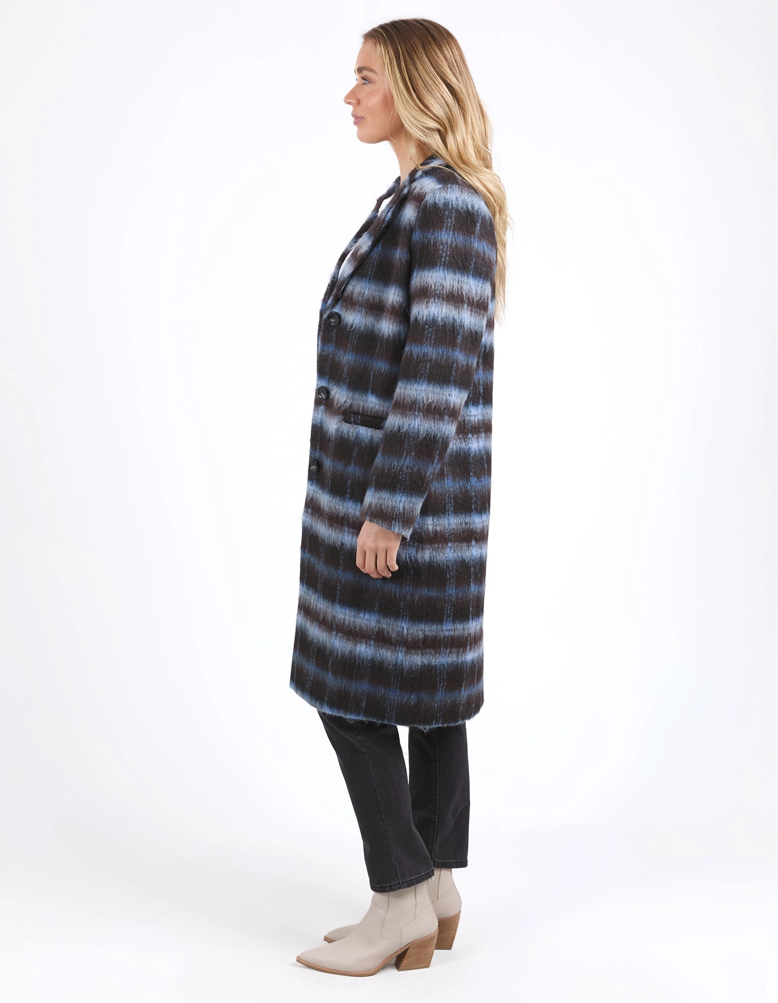 Foxwood Bennett Coat Chocolate And Blue Check