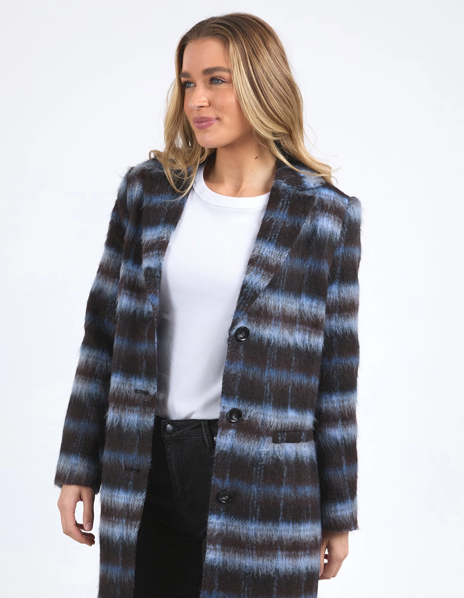 Foxwood Bennett Coat Chocolate And Blue Check
